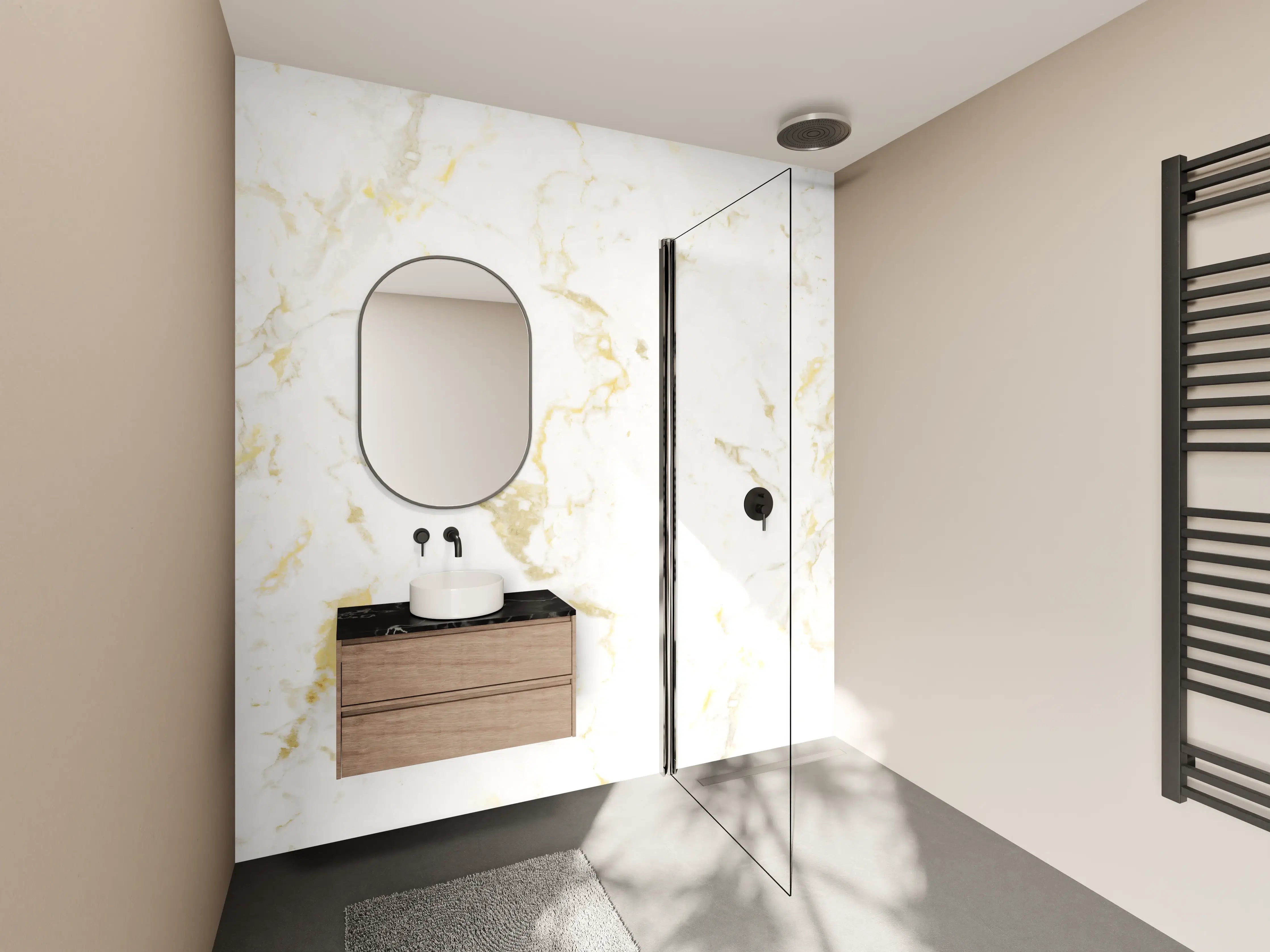 Wandverkleidung Bad - Goldmarmor Textur 