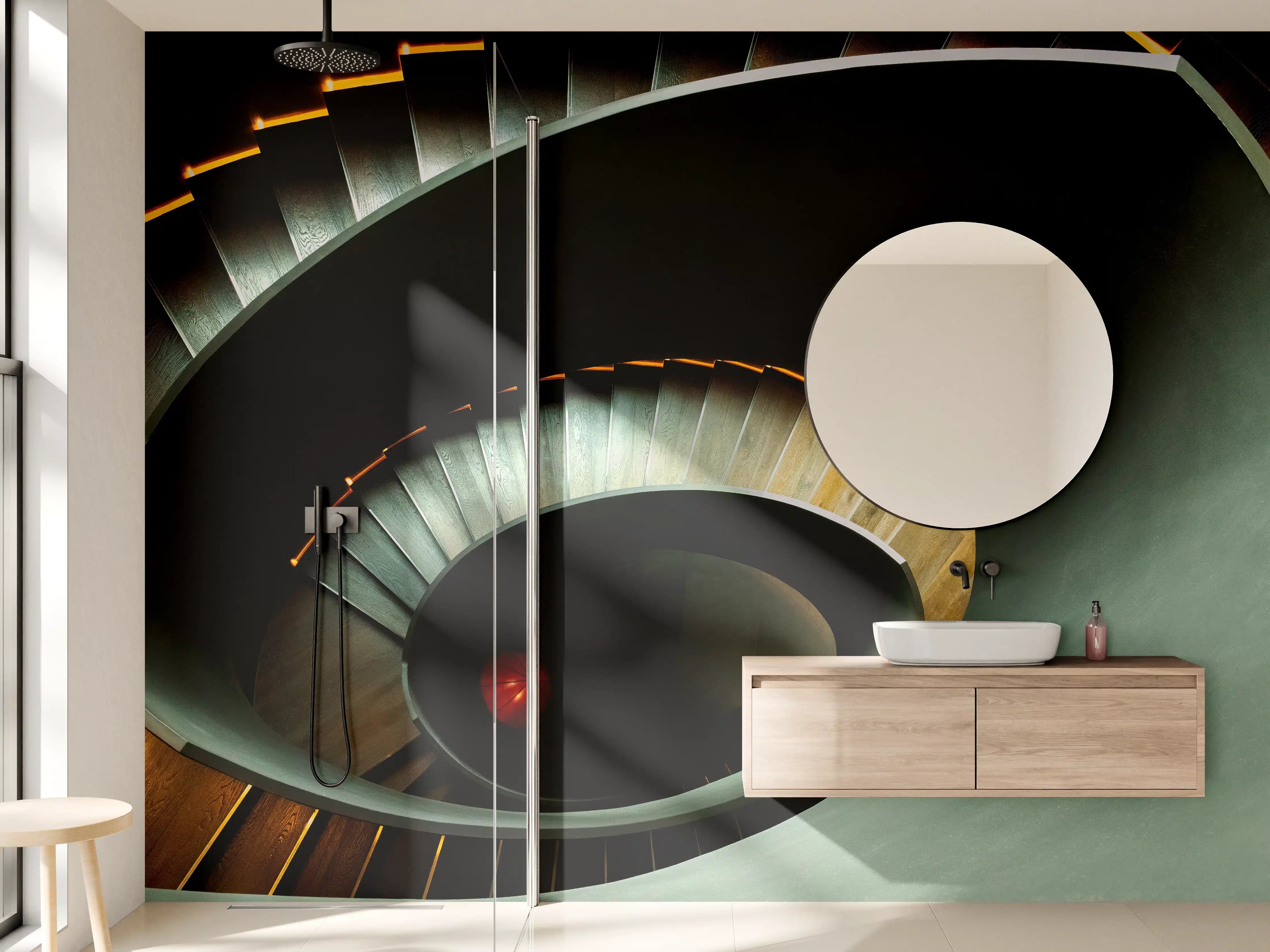 Wandverkleidung Bad - Gräuliche Architektur - Treppen