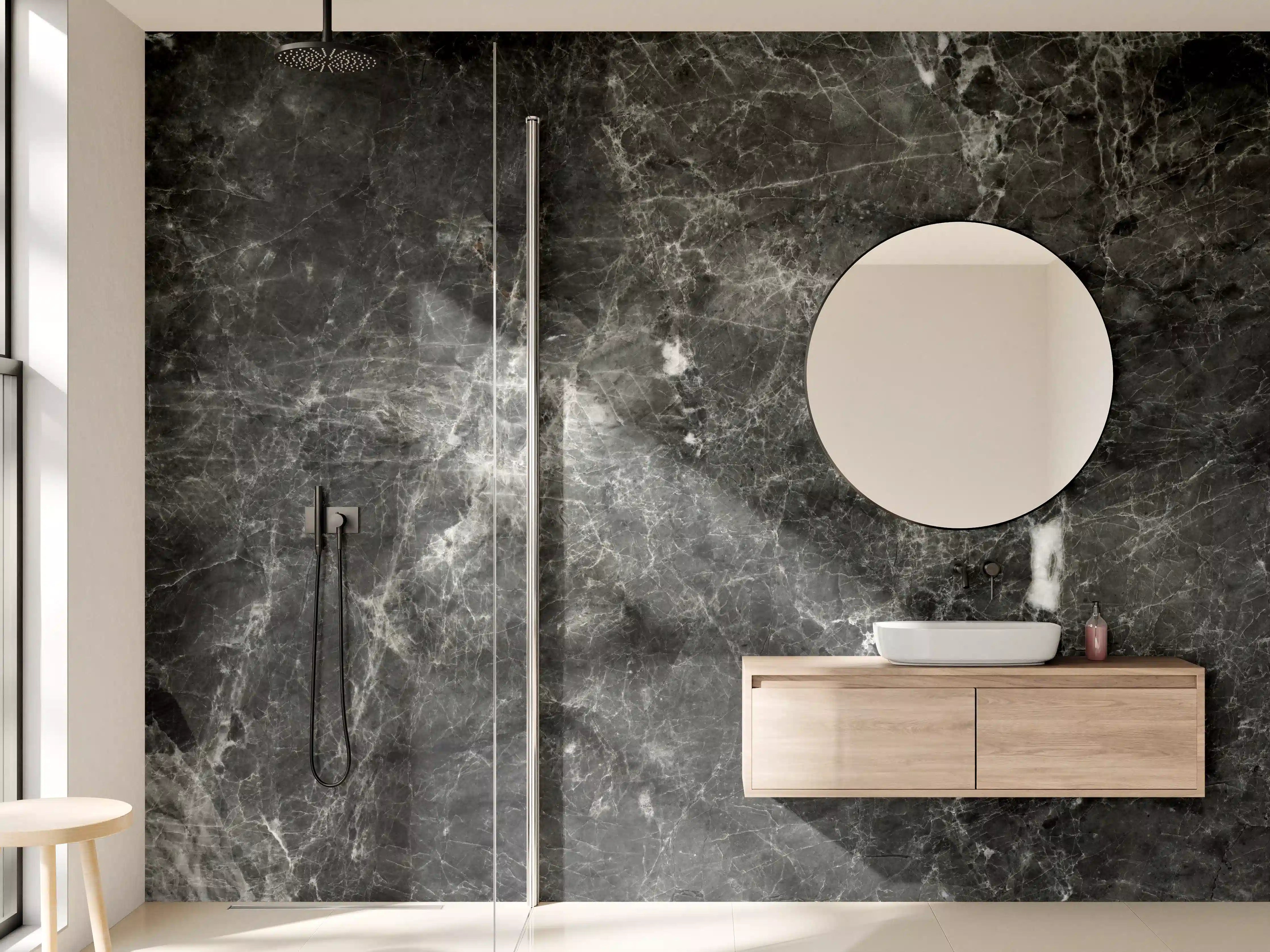 Wandverkleidung Bad - Gräuliche Marmor Oberfläche