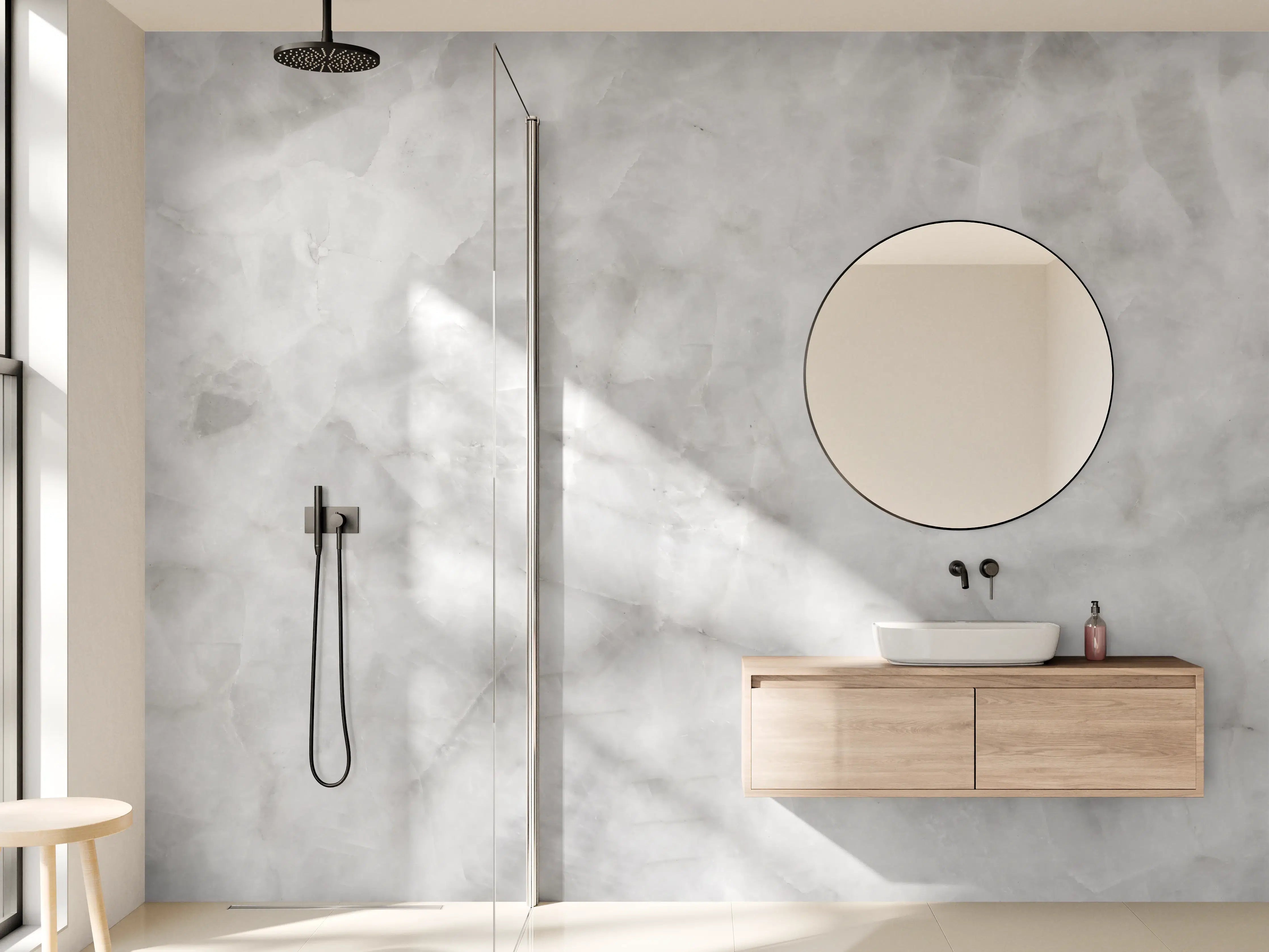 Wandverkleidung Bad - Gräuliche Marmor Textur