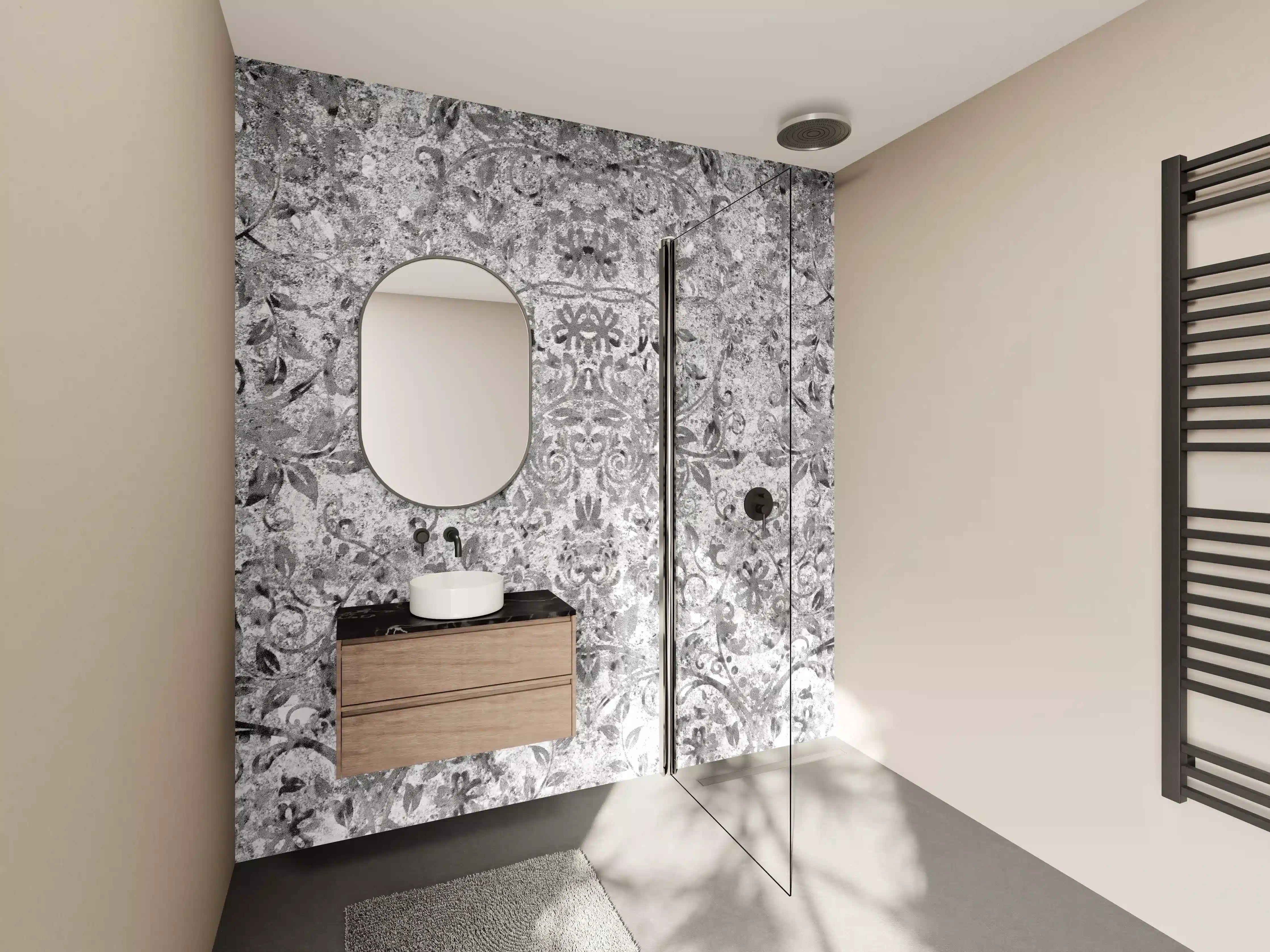 Wandverkleidung Bad - Gräuliche gealterte Tapet-Wand