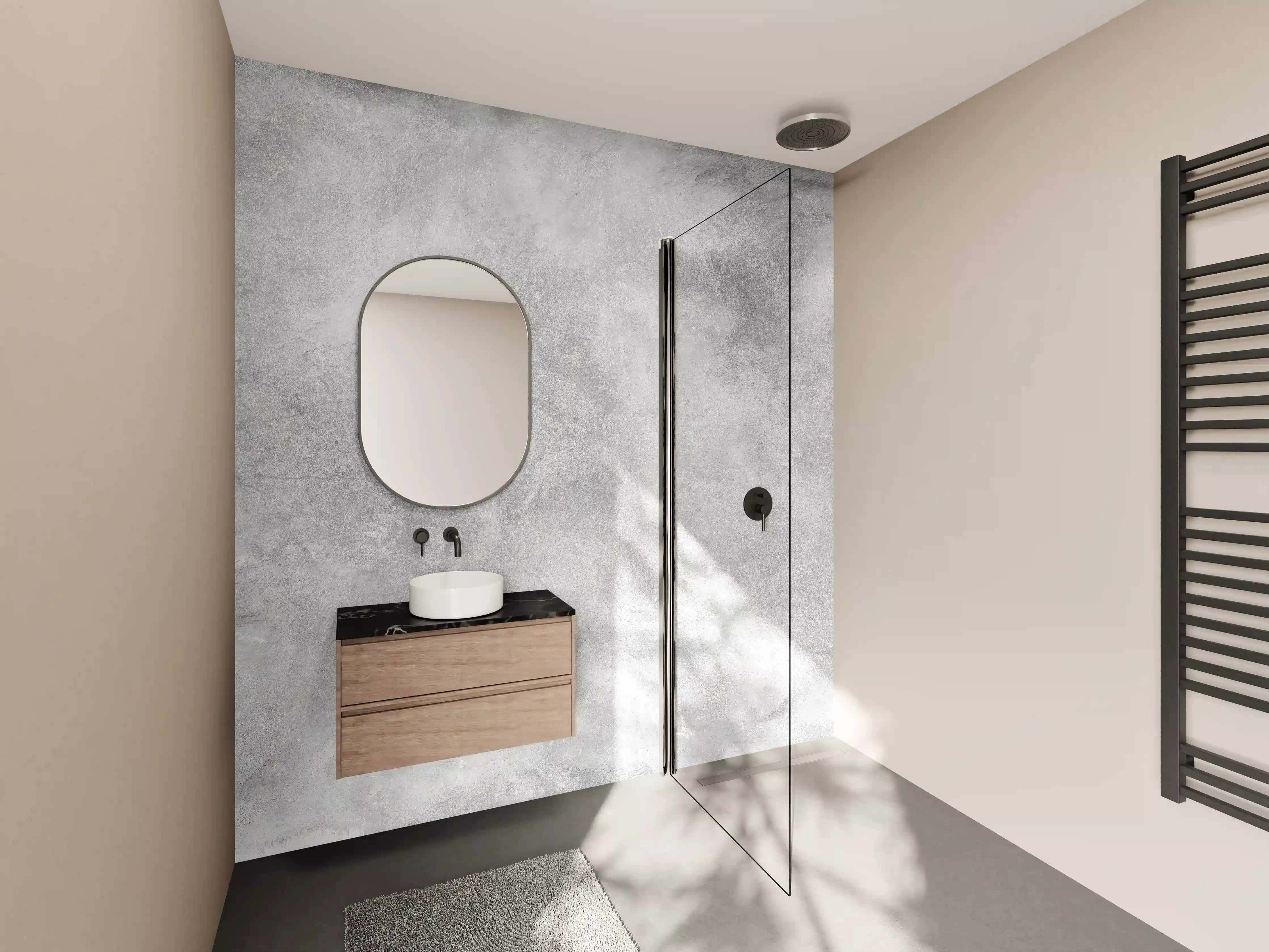 Wandverkleidung Bad - Gräuliches Marmor Design