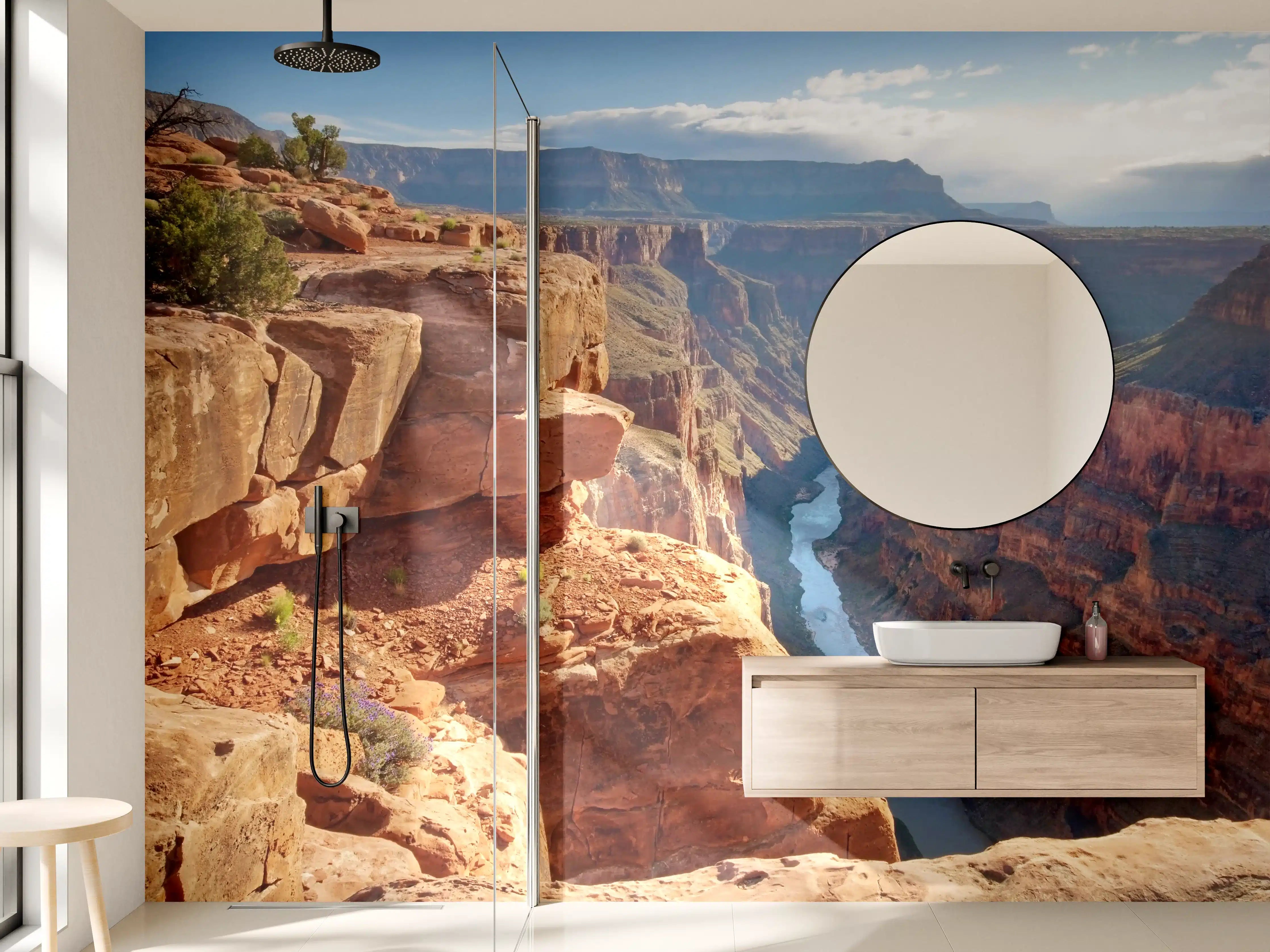 Wandverkleidung Bad - Grand Canyon mit Fluss und Felsen in warmen Tönen