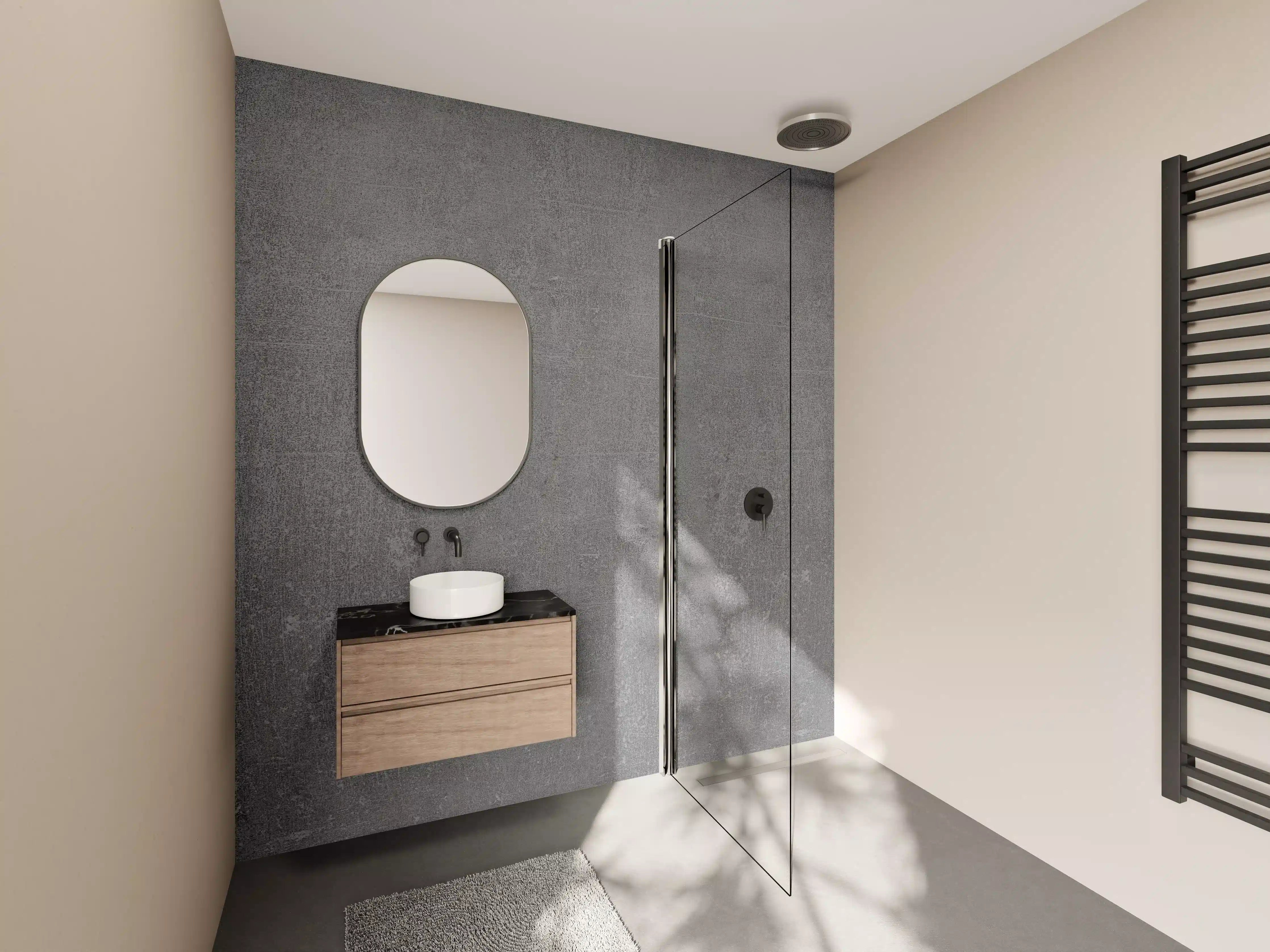 Wandverkleidung Bad - Graue Anthrazite Beton Textur