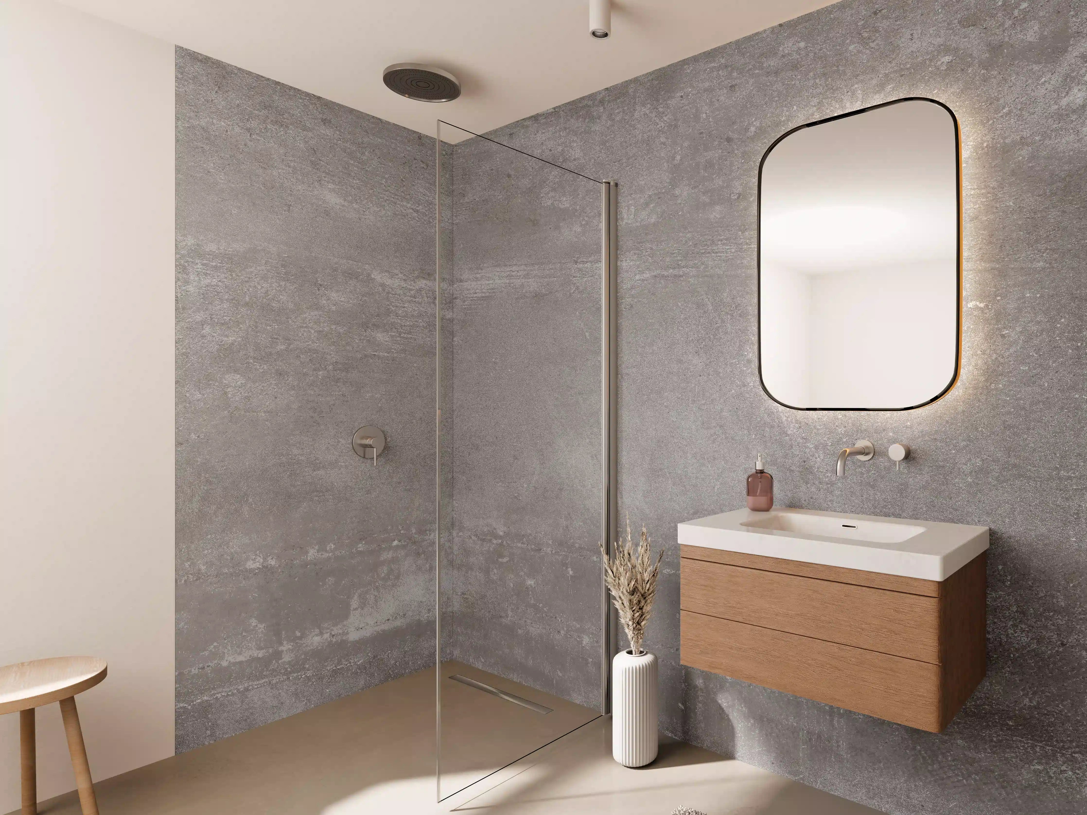 Wandverkleidung Bad - Graue Beton-Textur