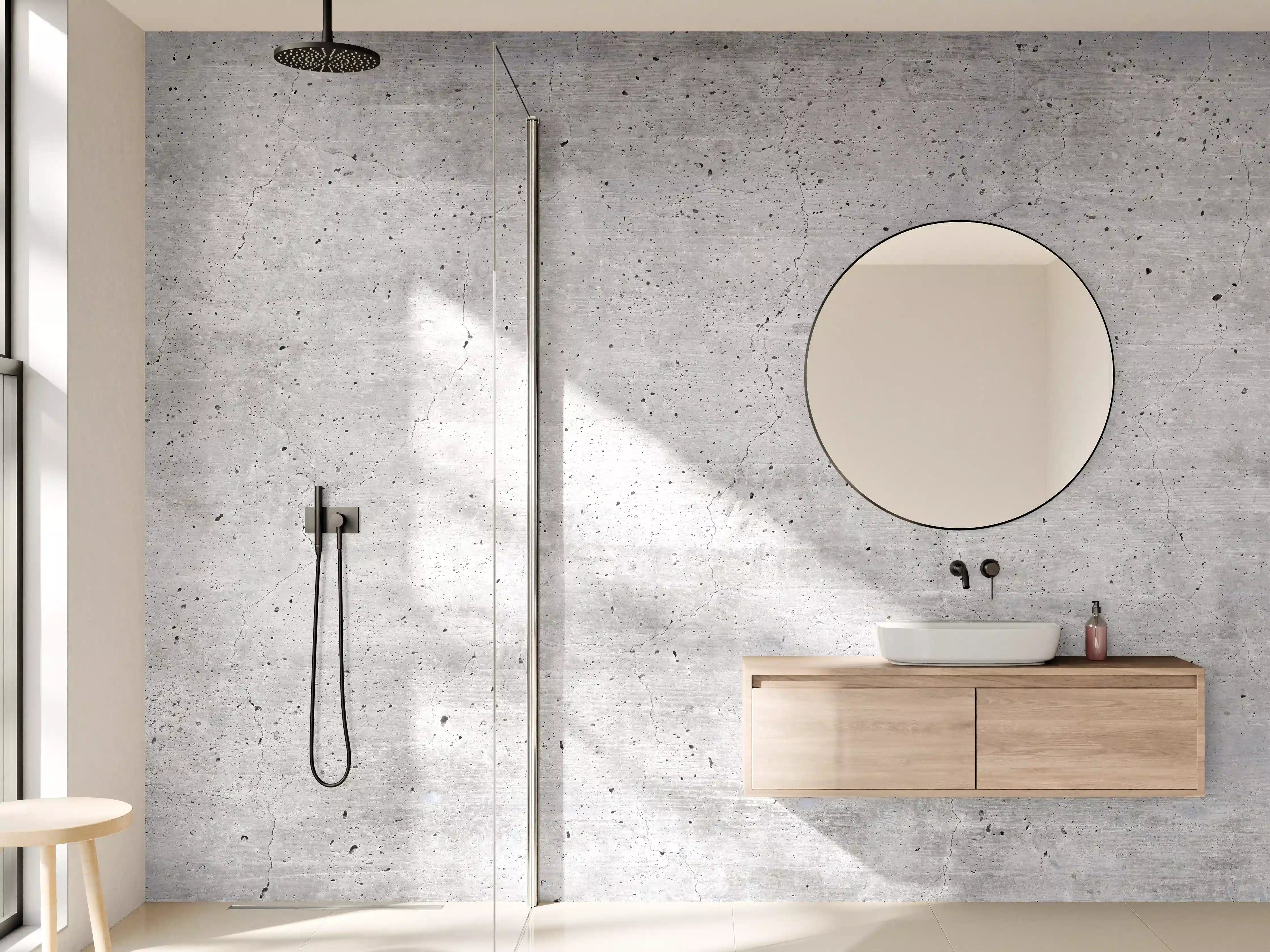 Wandverkleidung Bad - Graue Betonwand