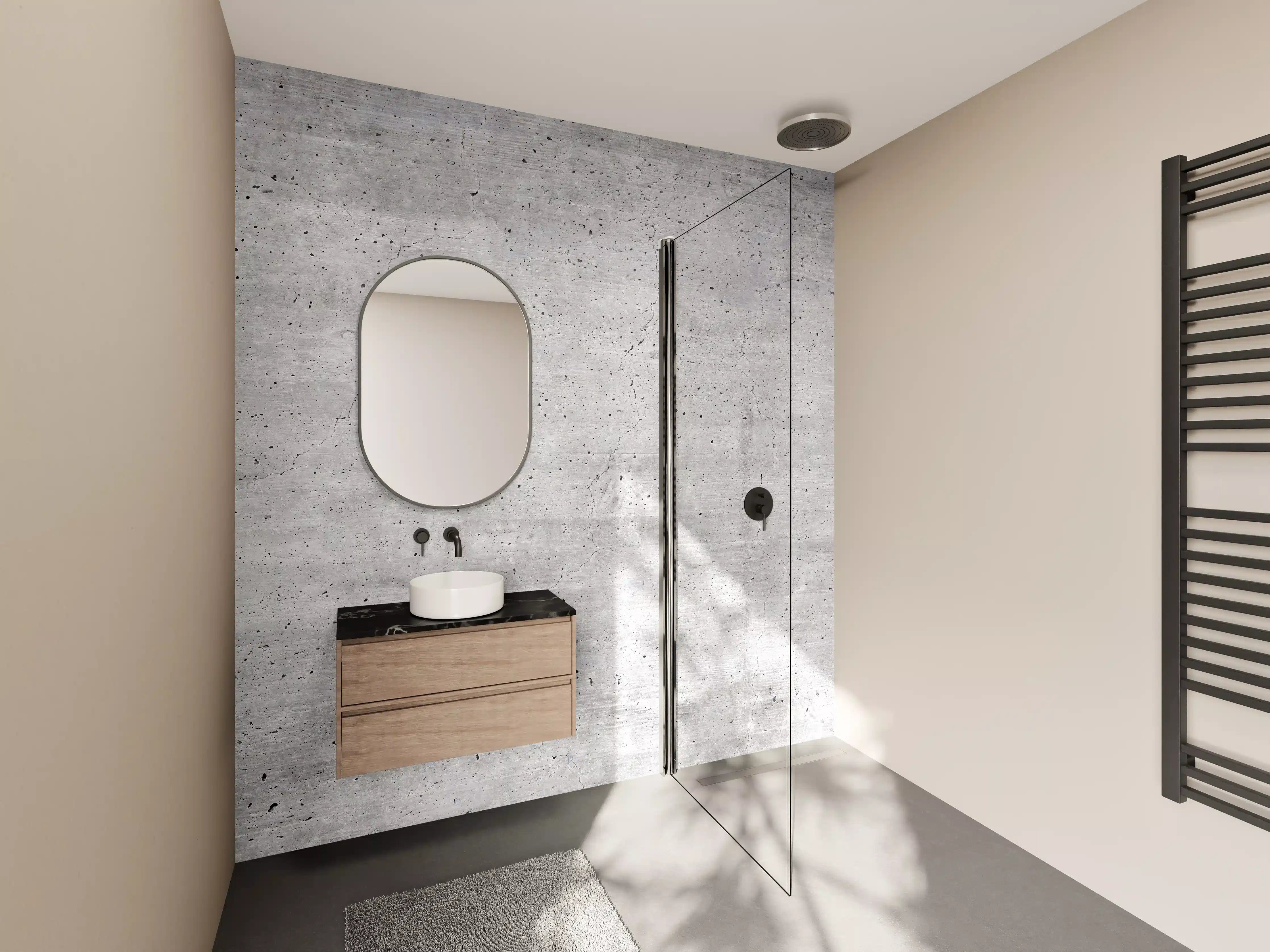 Wandverkleidung Bad - Graue Betonwand