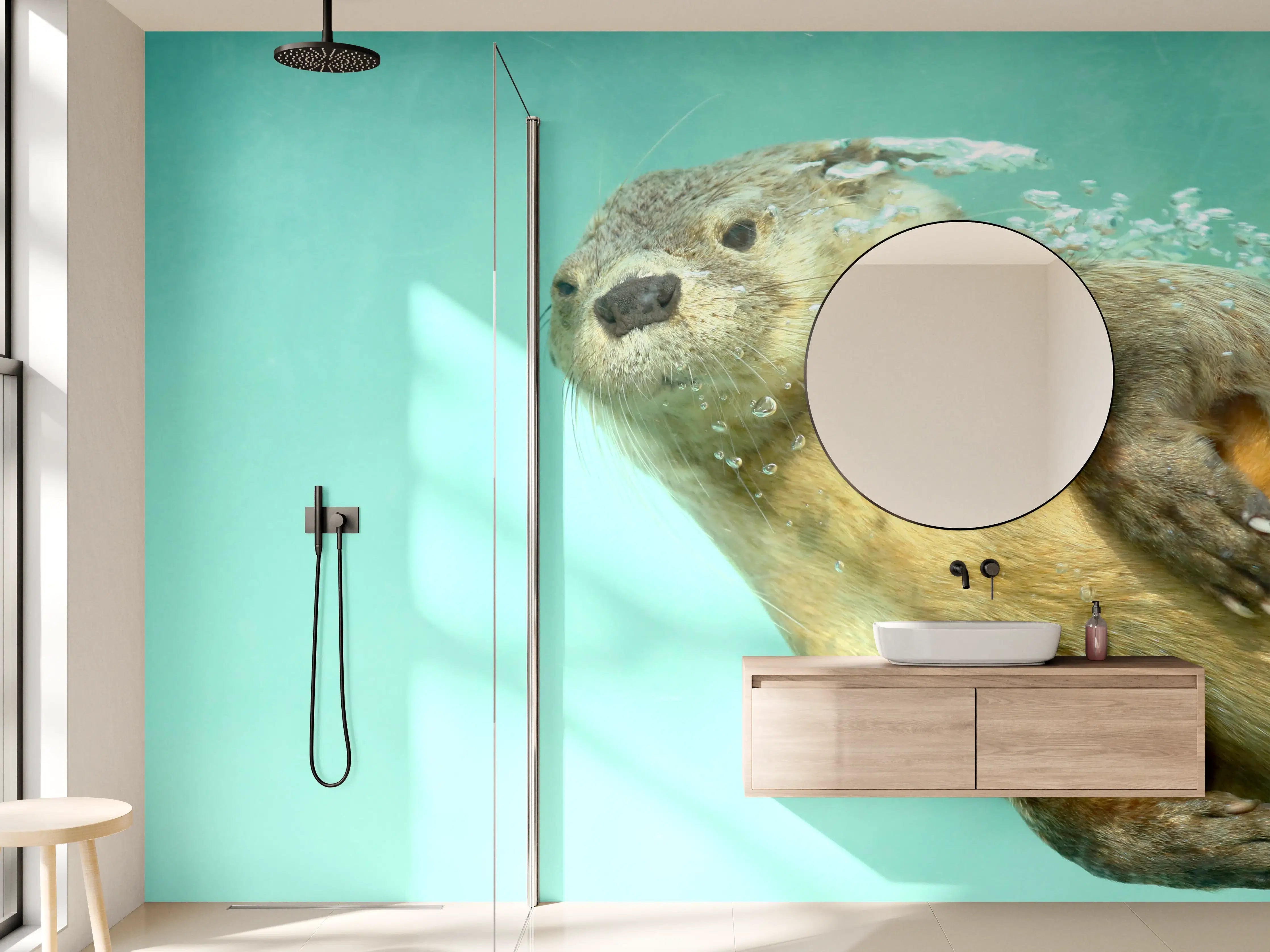 Wandverkleidung Bad - Graue Bewegungszeichen unter Wasser