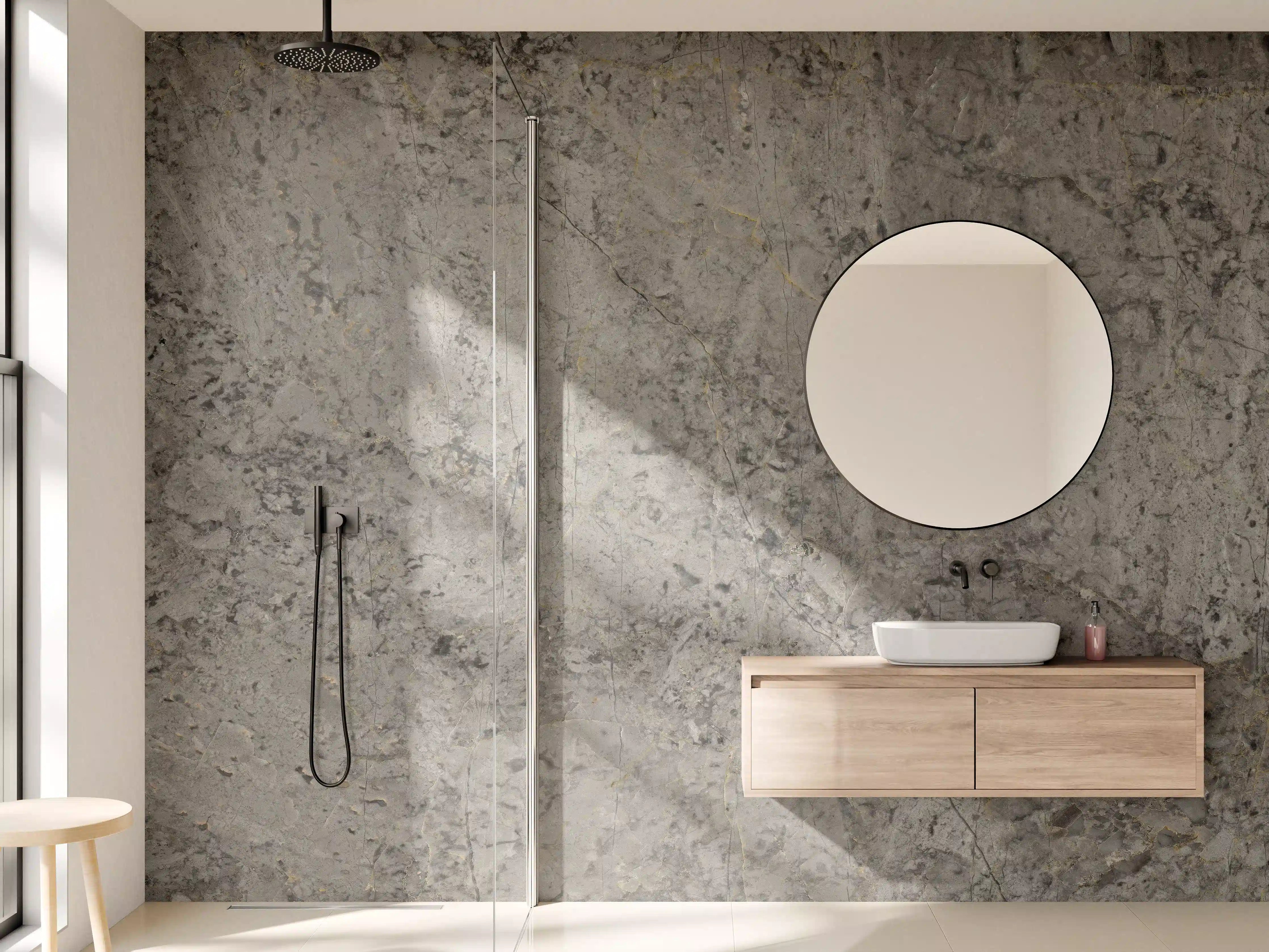 Wandverkleidung Bad - Graue Granit Textur