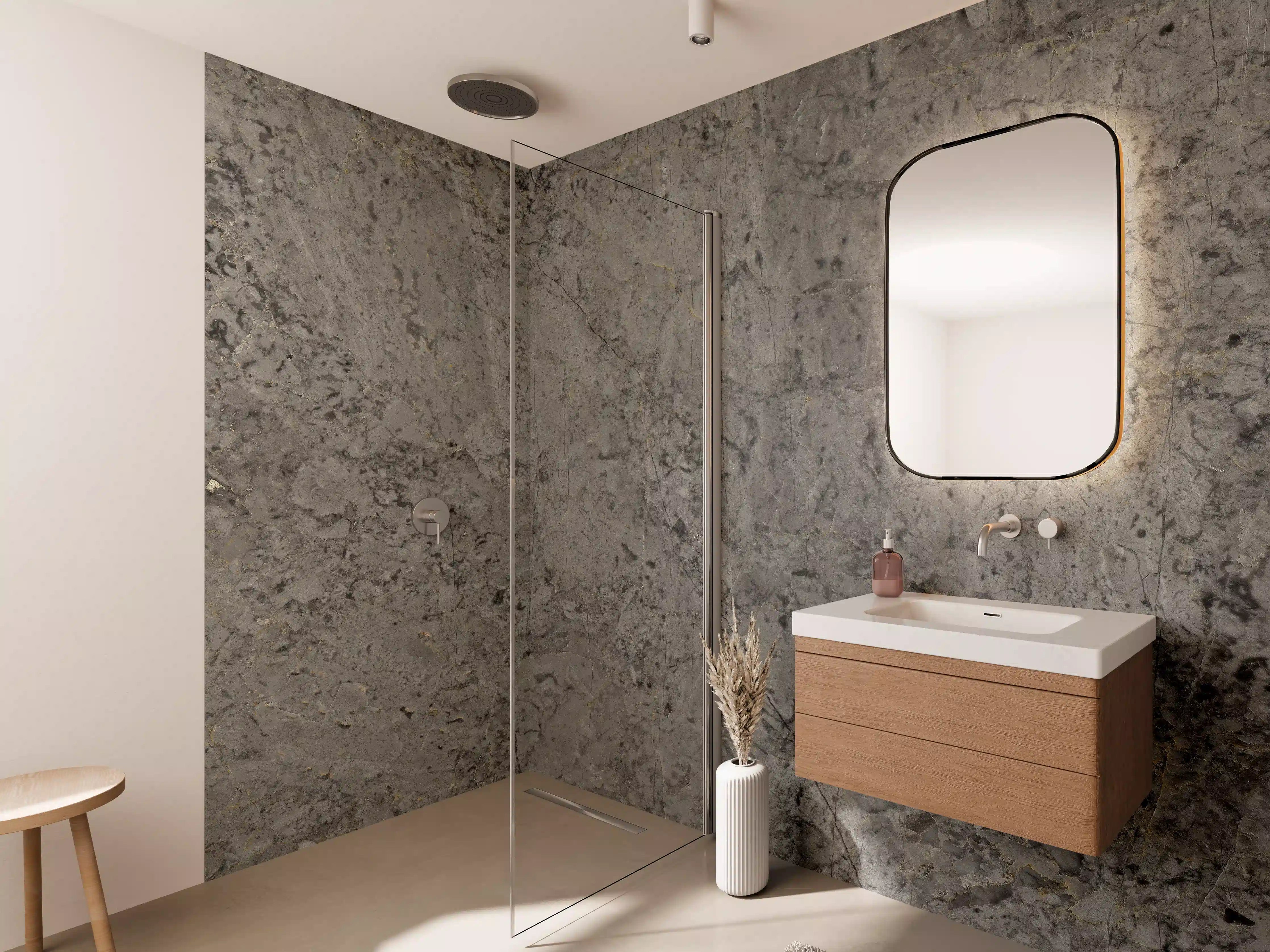 Wandverkleidung Bad - Graue Granit Textur