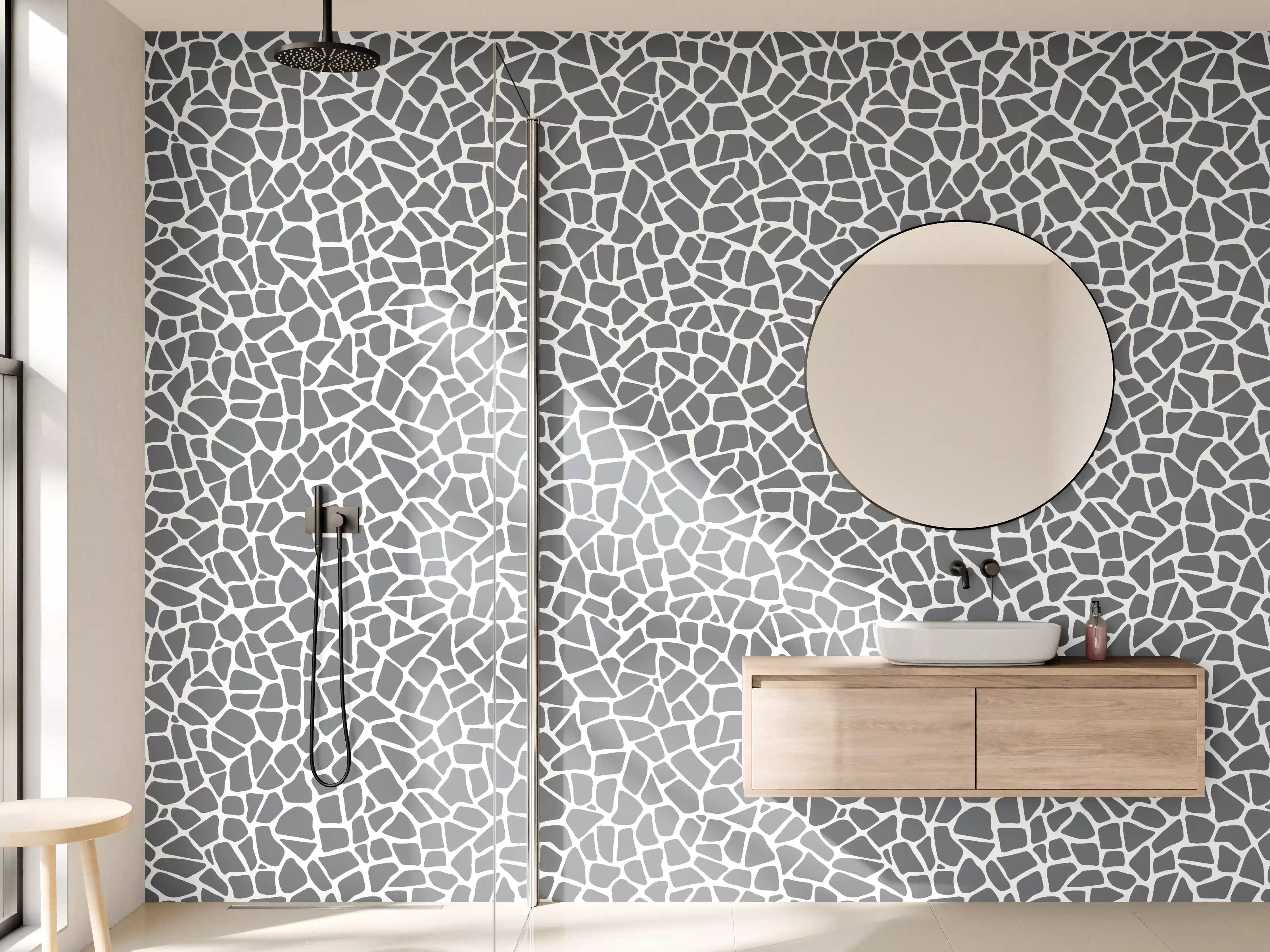 Wandverkleidung Bad - Graue Marmoreleganz mit feinen Linien