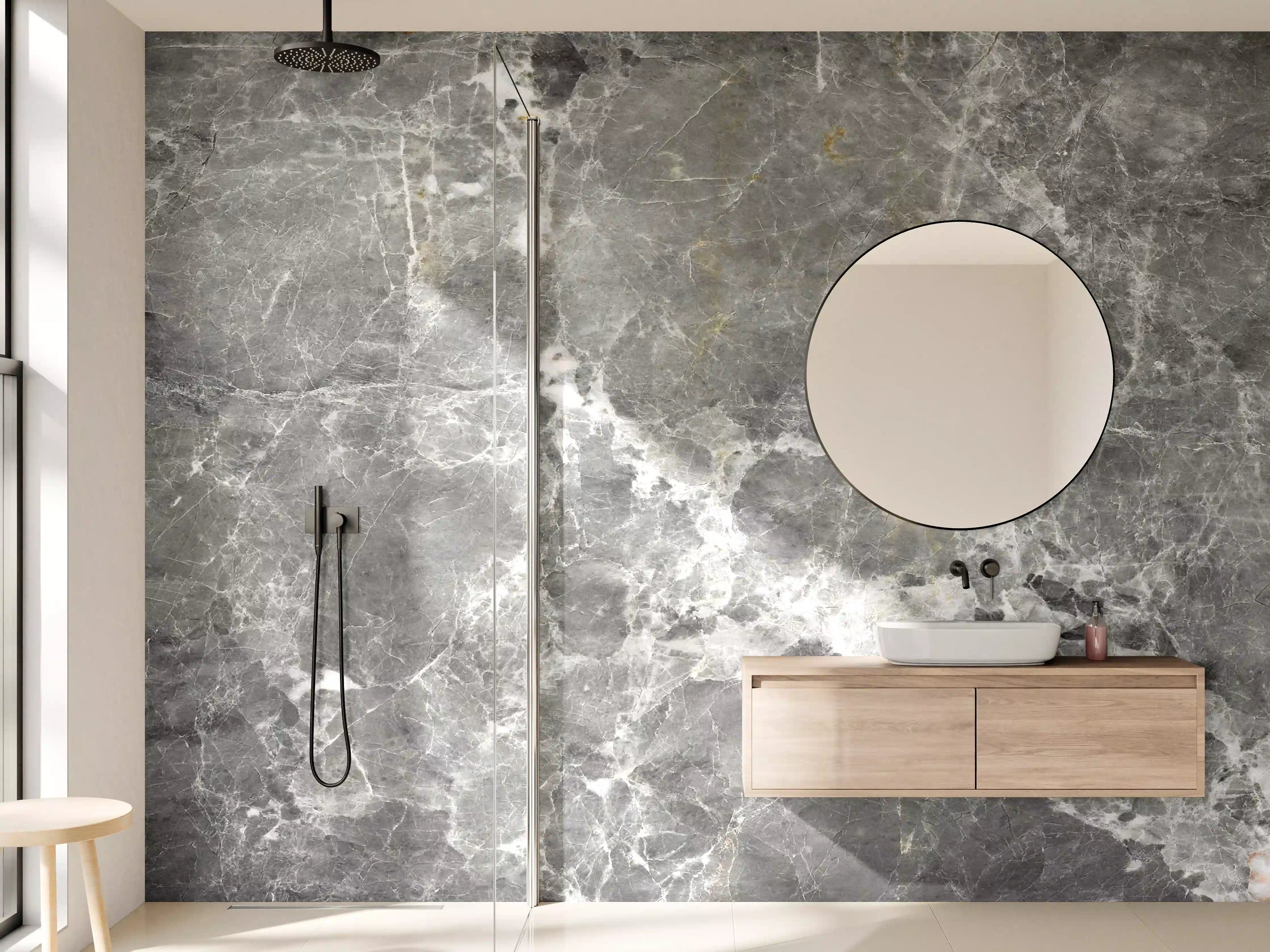 Wandverkleidung Bad - Graue Marmorstein Textur