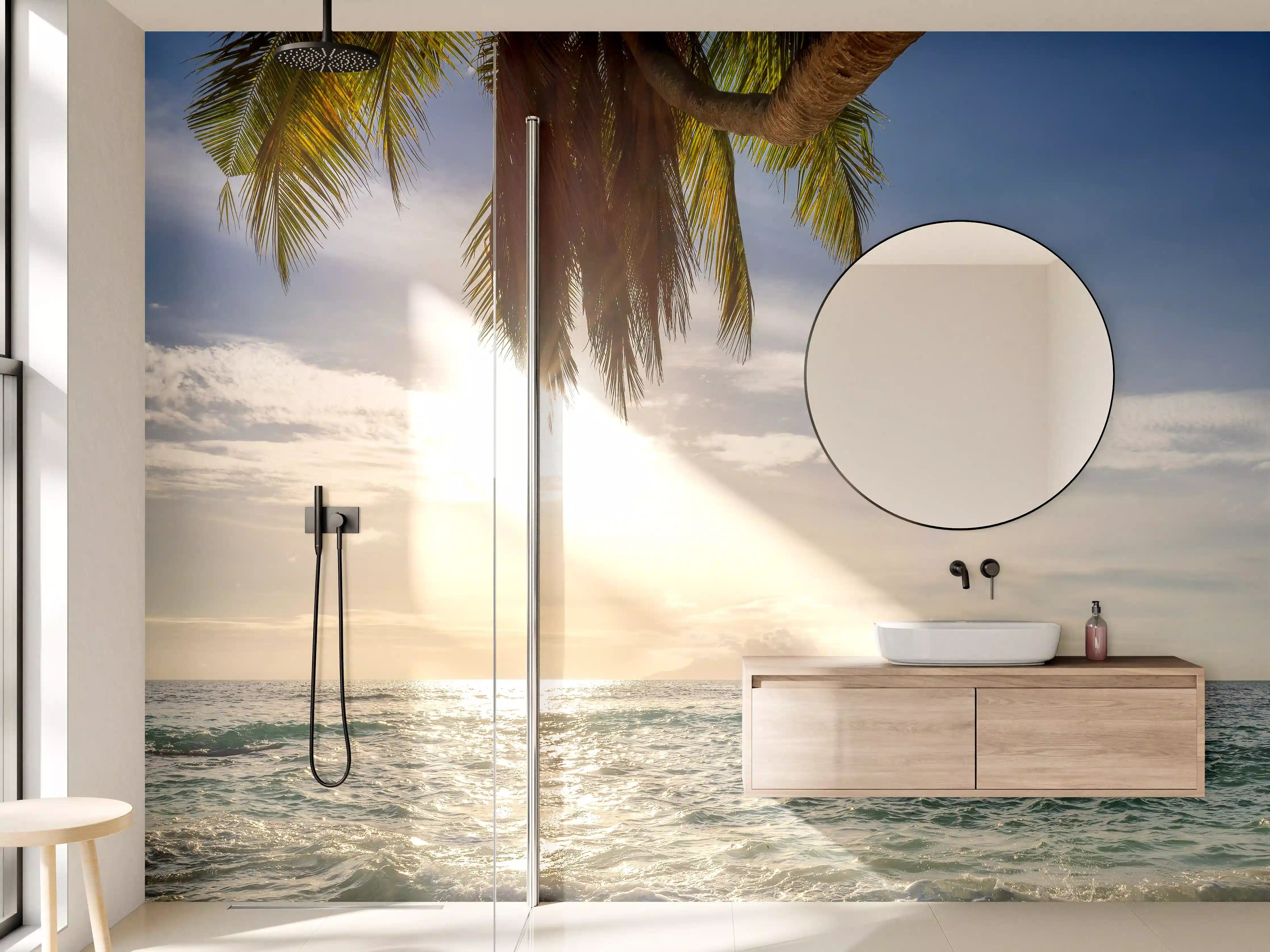 Wandverkleidung Bad - Graue Schatten am Strandabend