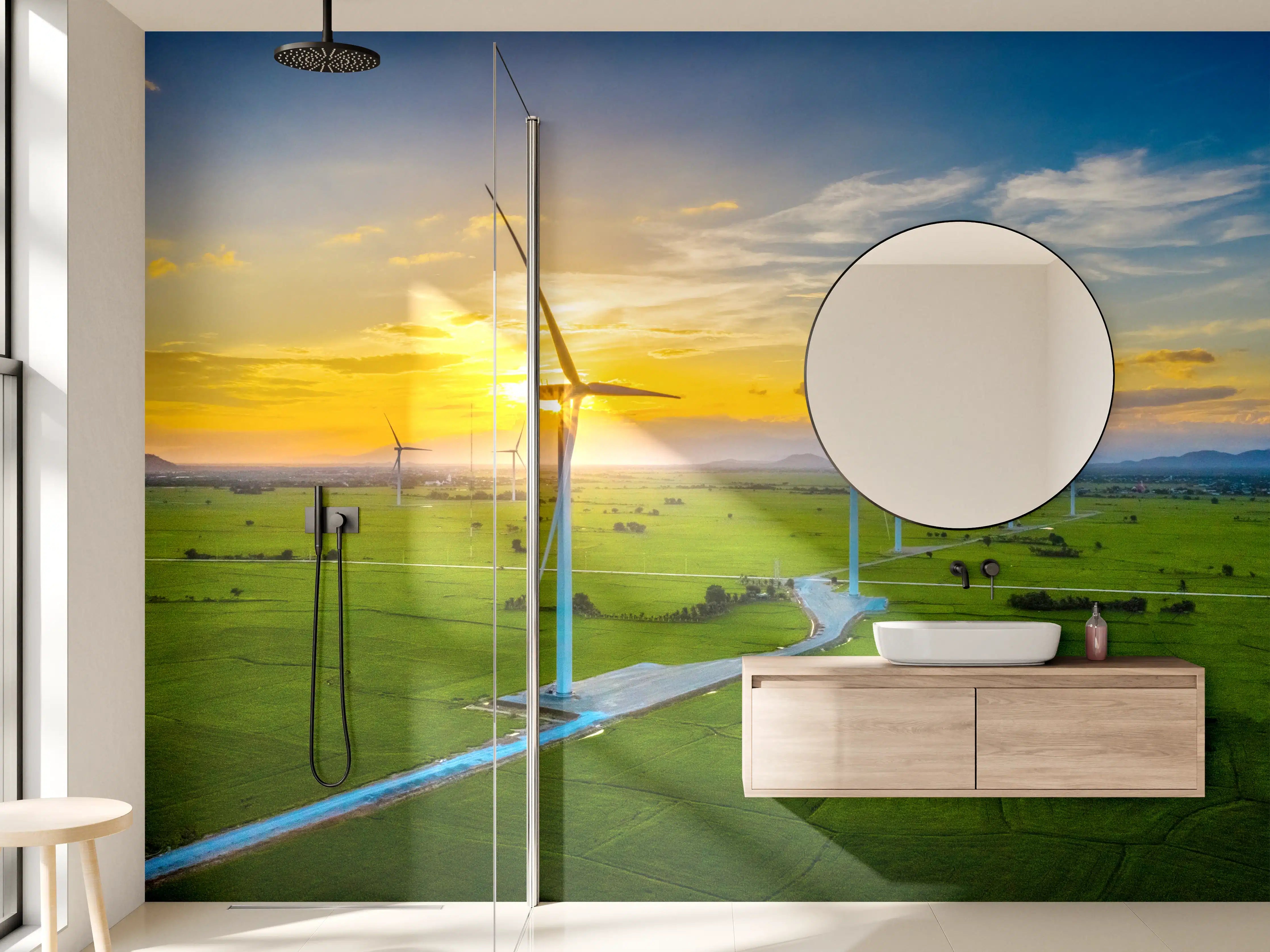 Wandverkleidung Bad - Graue Schatten bei Abendwind