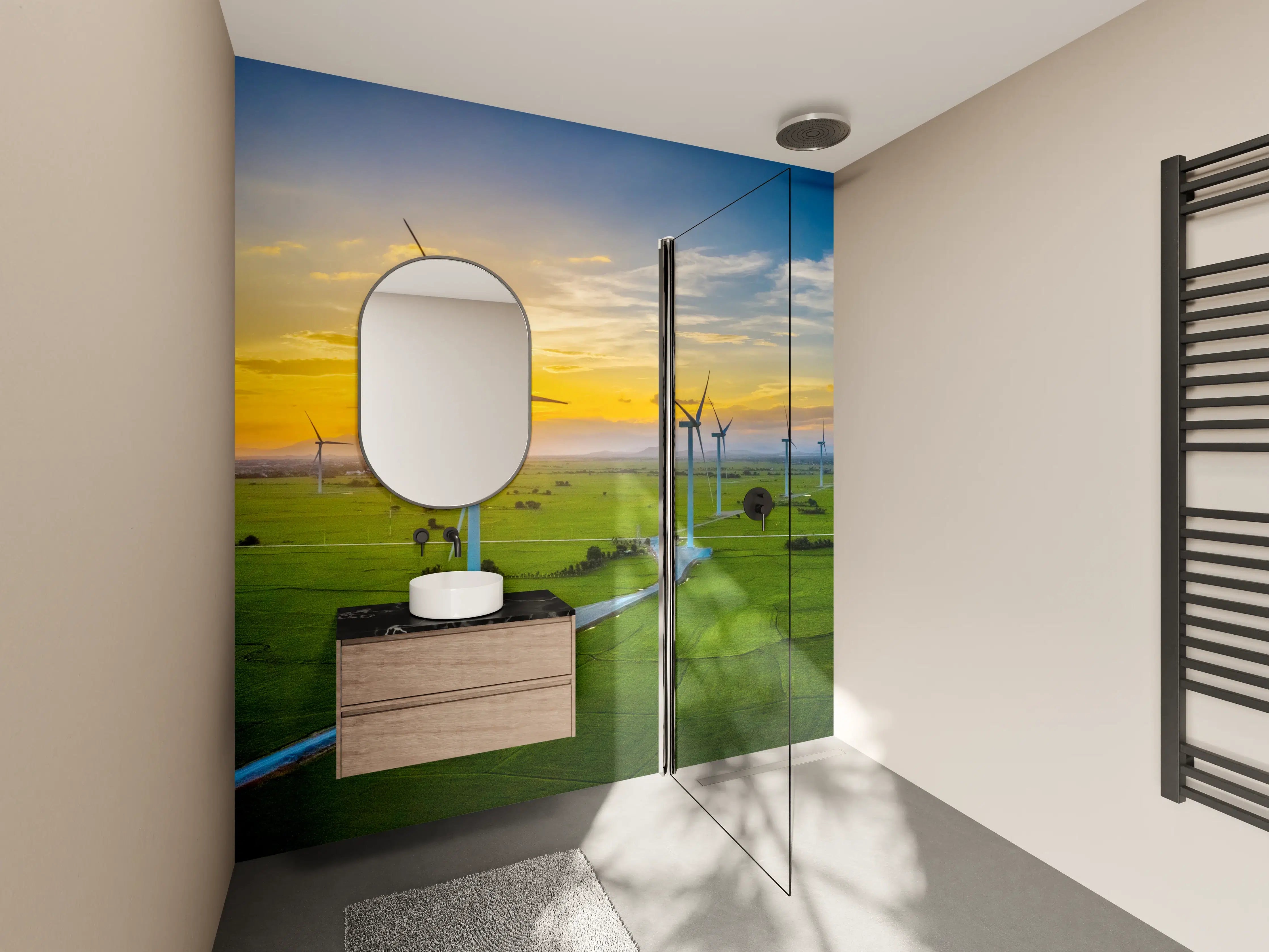 Wandverkleidung Bad - Graue Schatten bei Abendwind