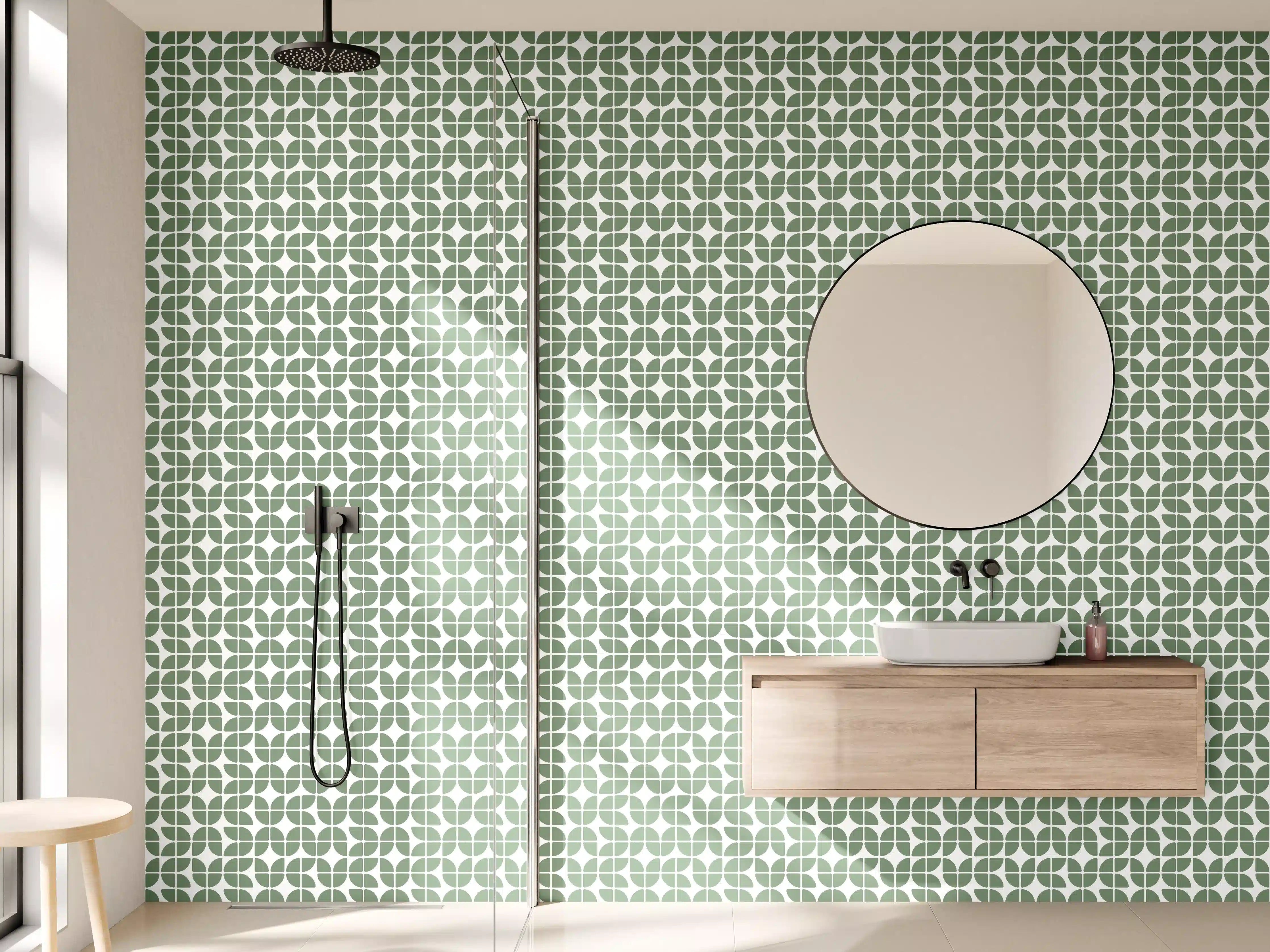 Wandverkleidung Bad - Graue Schatten im weißen Geometrie-Design