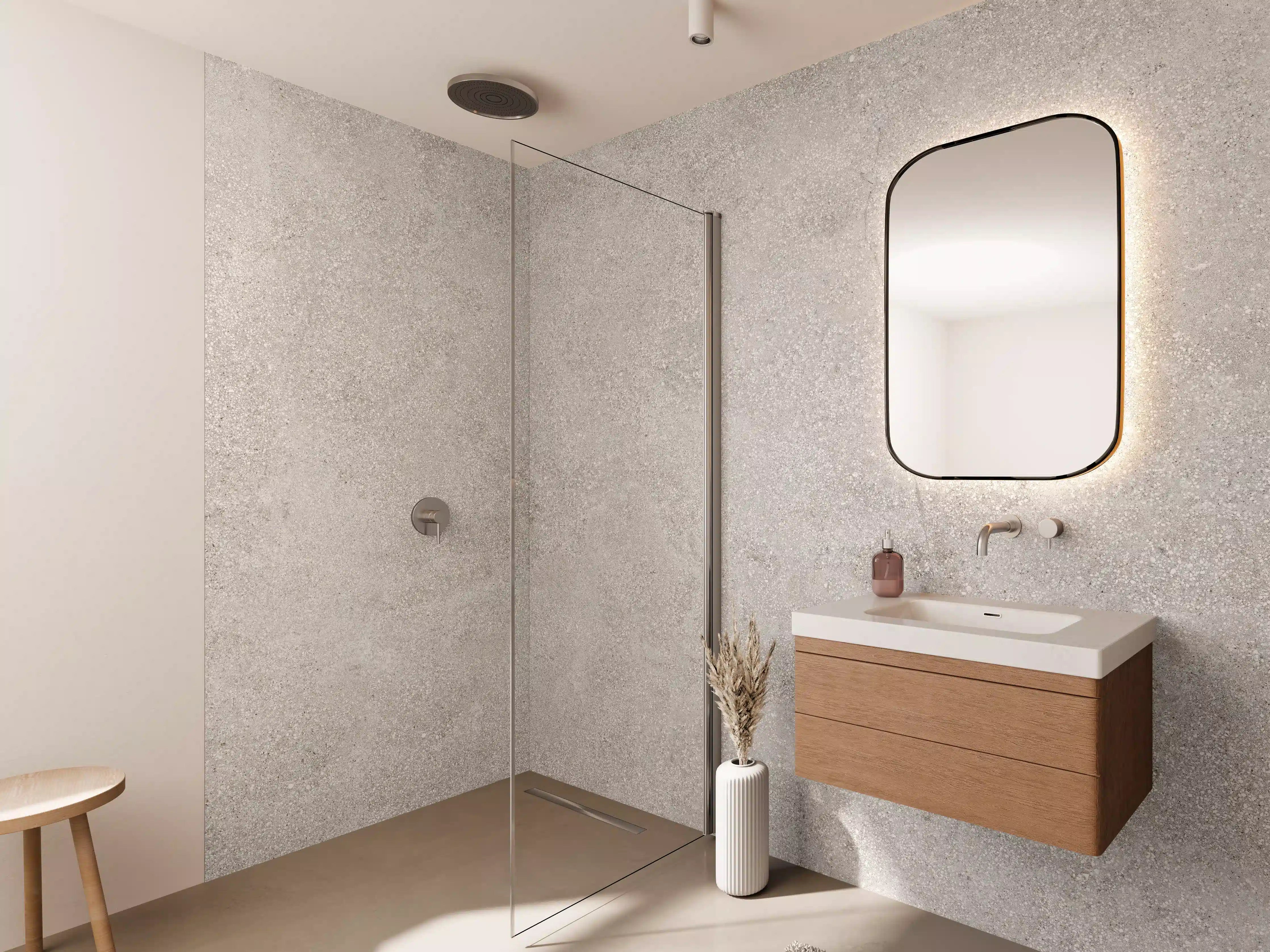 Wandverkleidung Bad - Graue Zement Struktur 