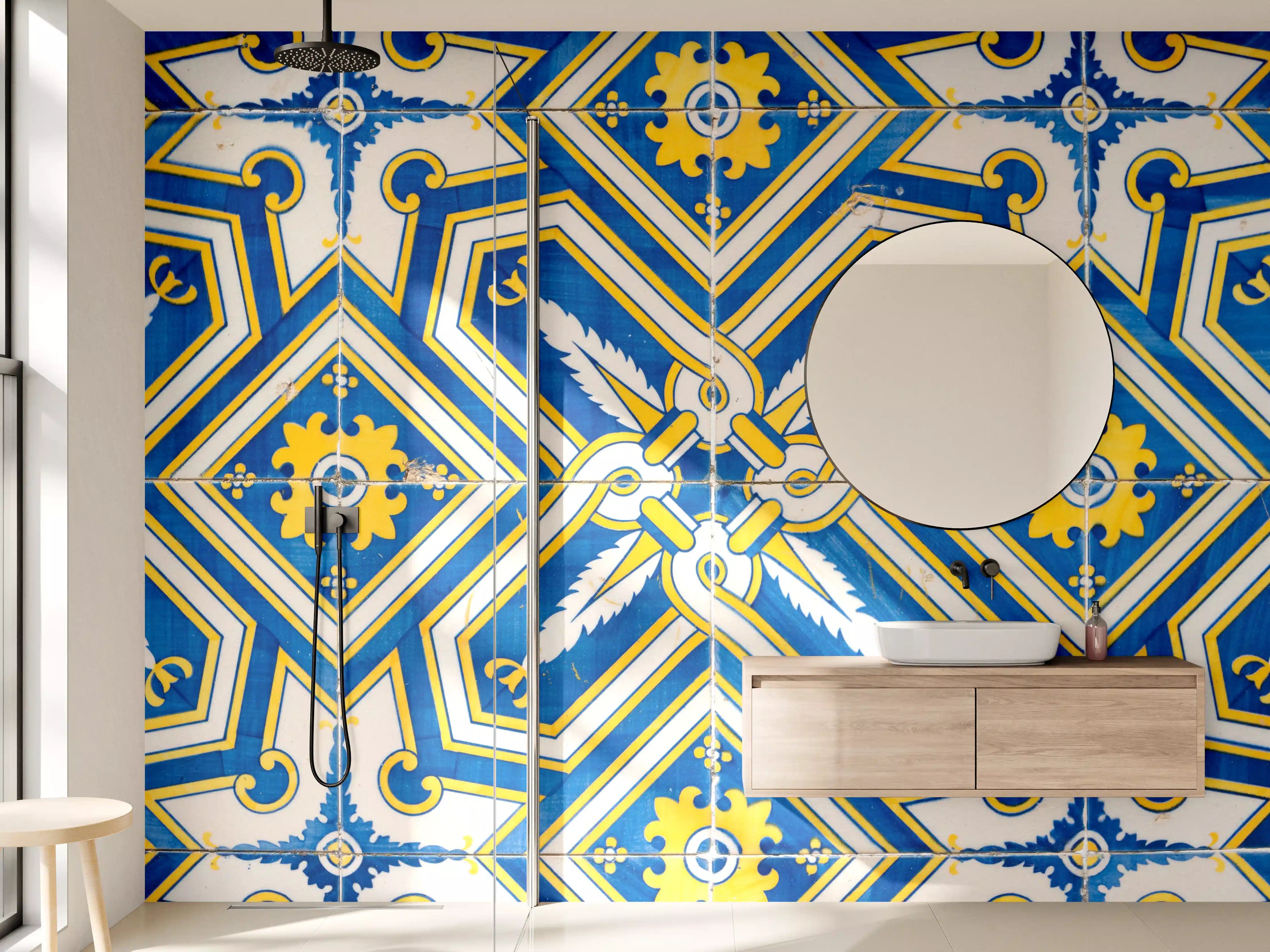 Wandverkleidung Bad - Graue geometrische Fliesenträume