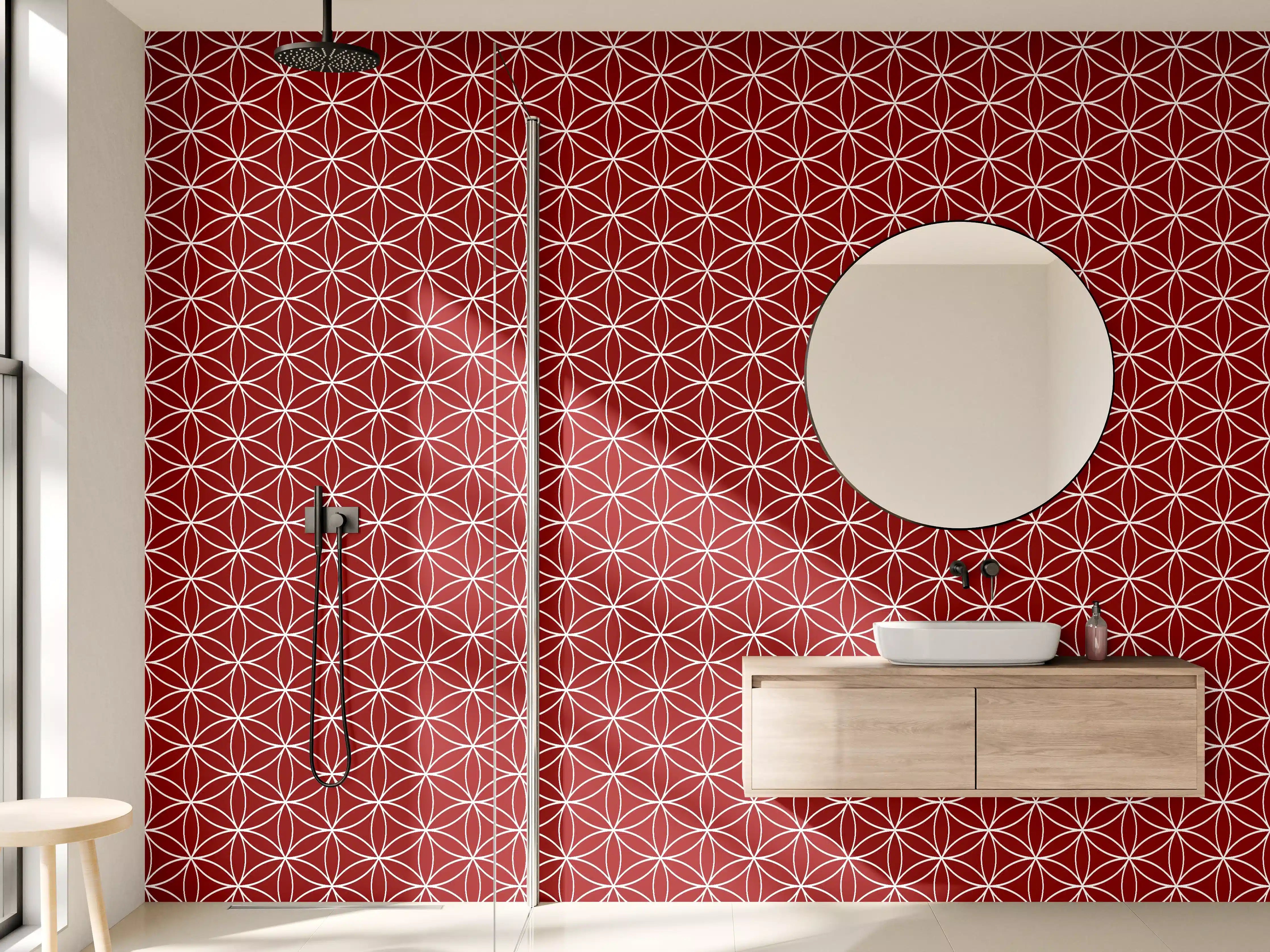 Wandverkleidung Bad - Graueckige Muster in Weiß