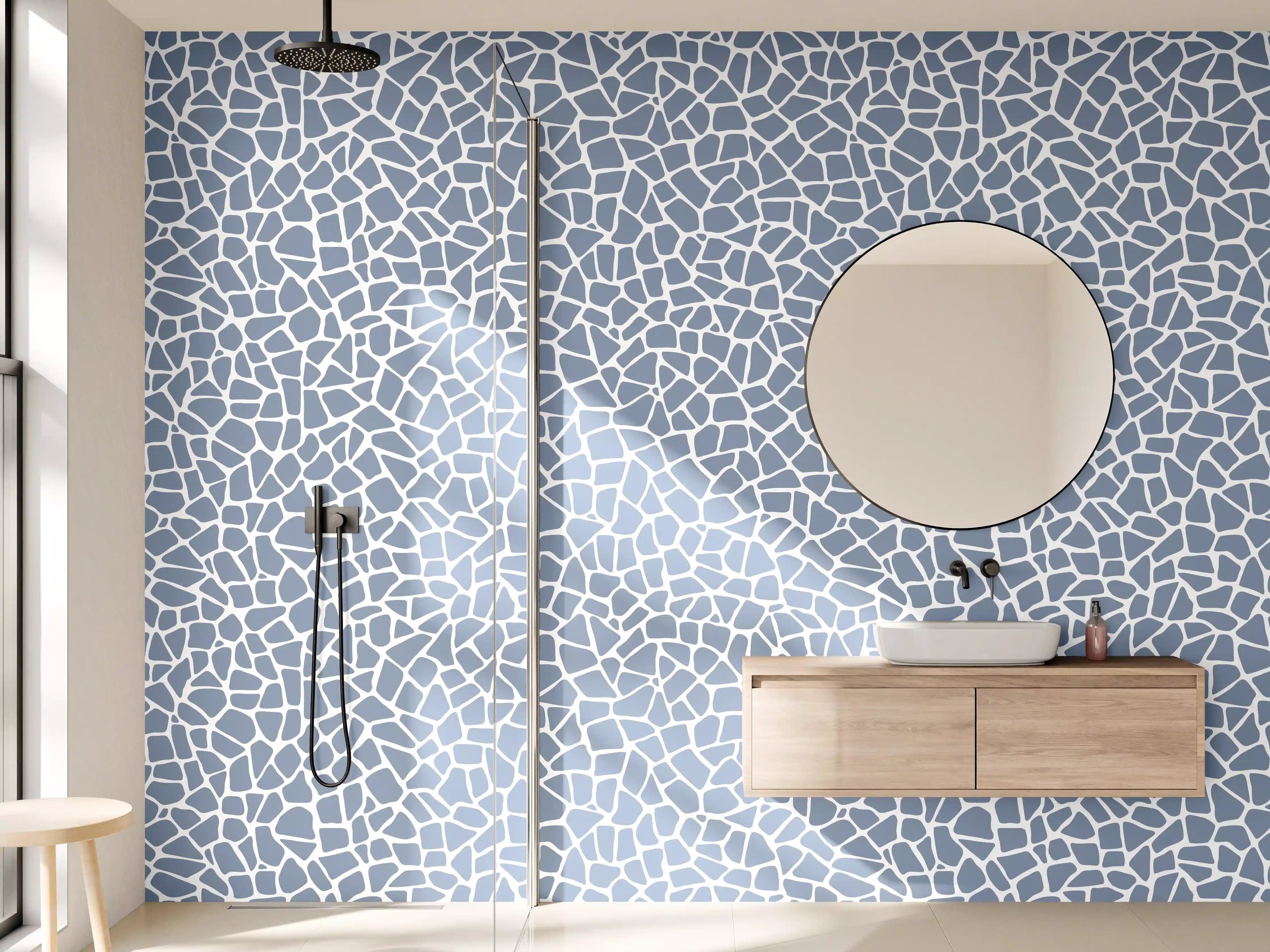 Wandverkleidung Bad - Grauer Marmor mit Weiß-Akzent