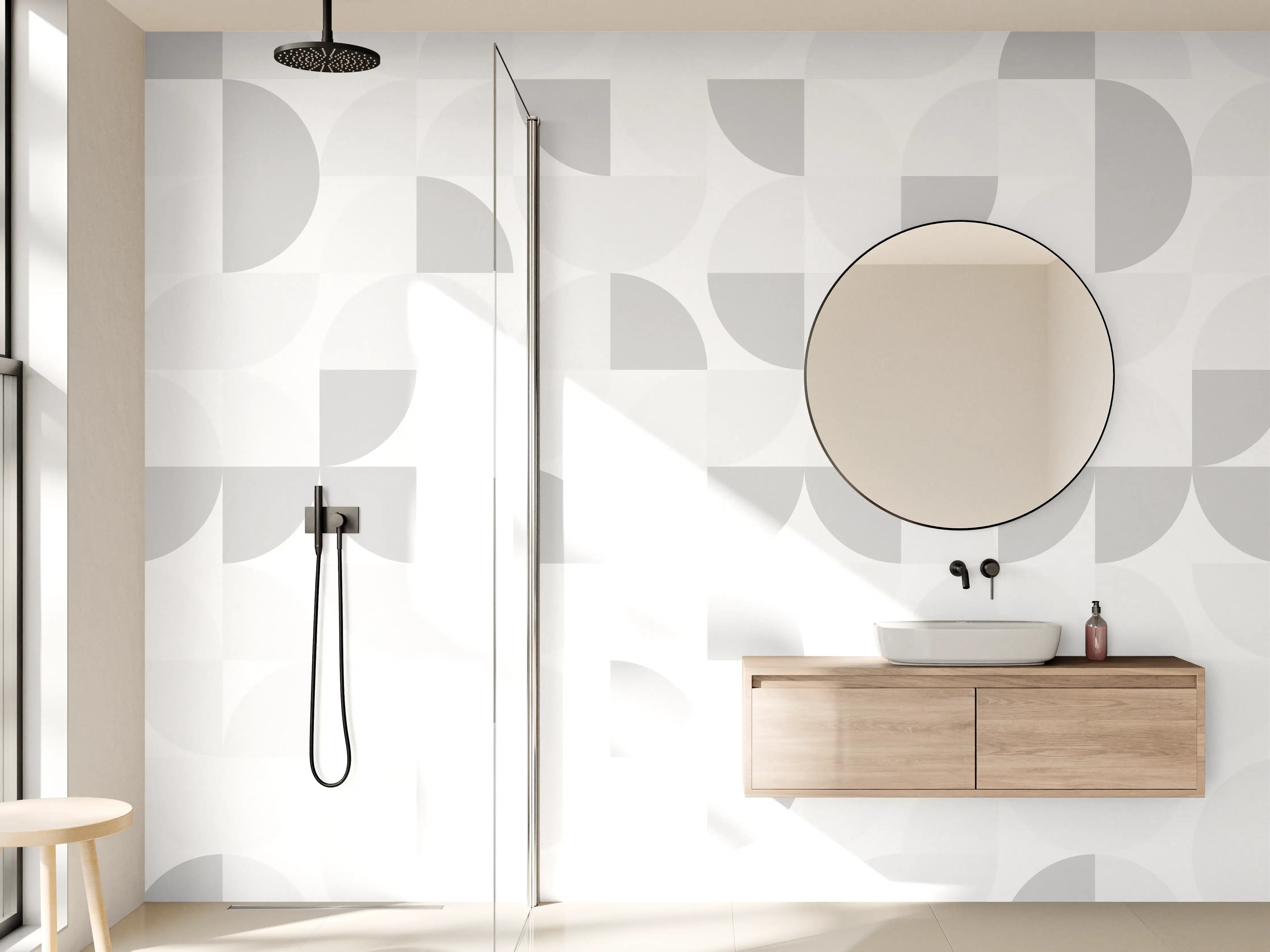 Wandverkleidung Bad - Grauer Marmor mit Weiß-Textur