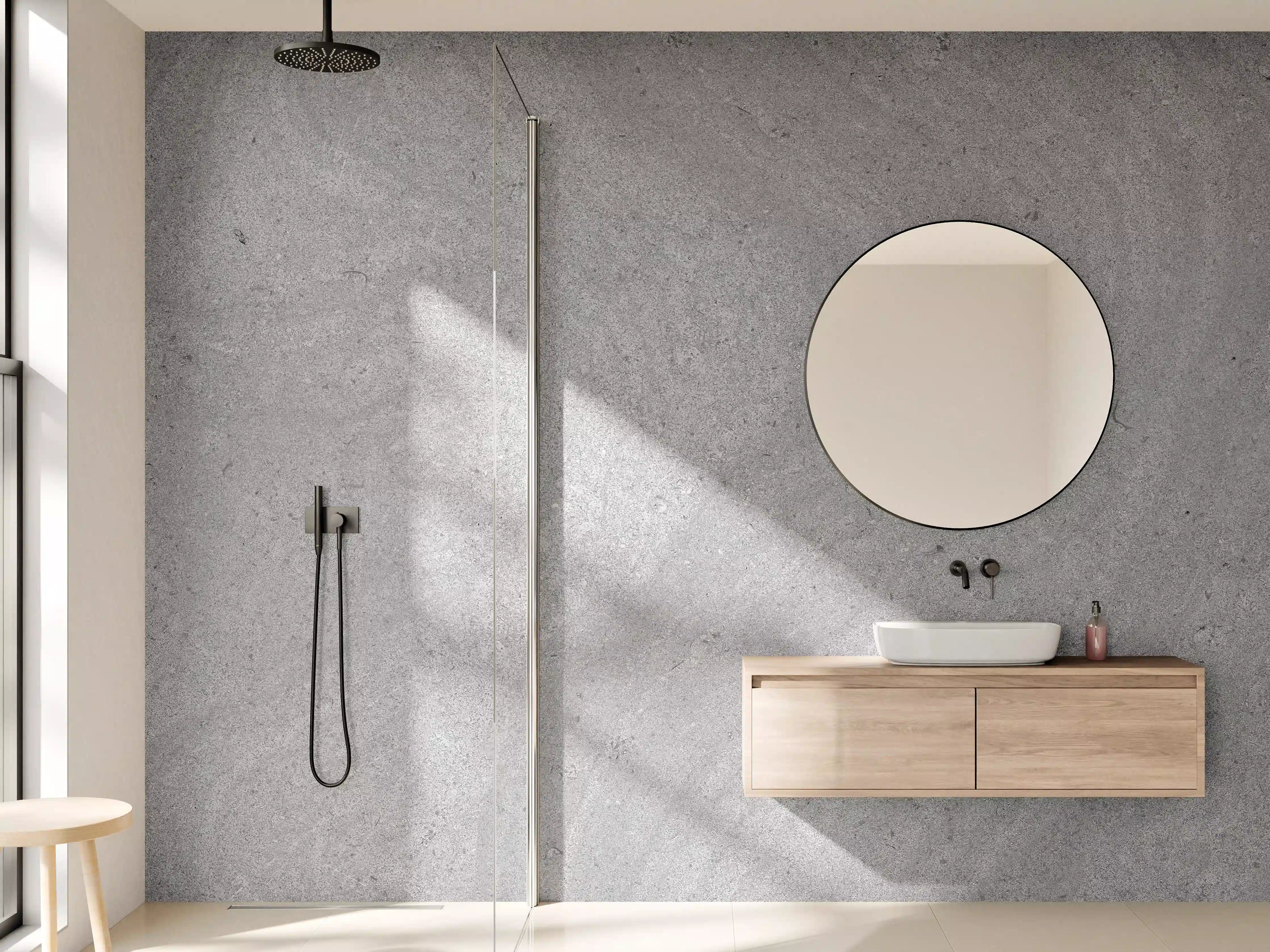 Wandverkleidung Bad - Grauer krauser Marmor