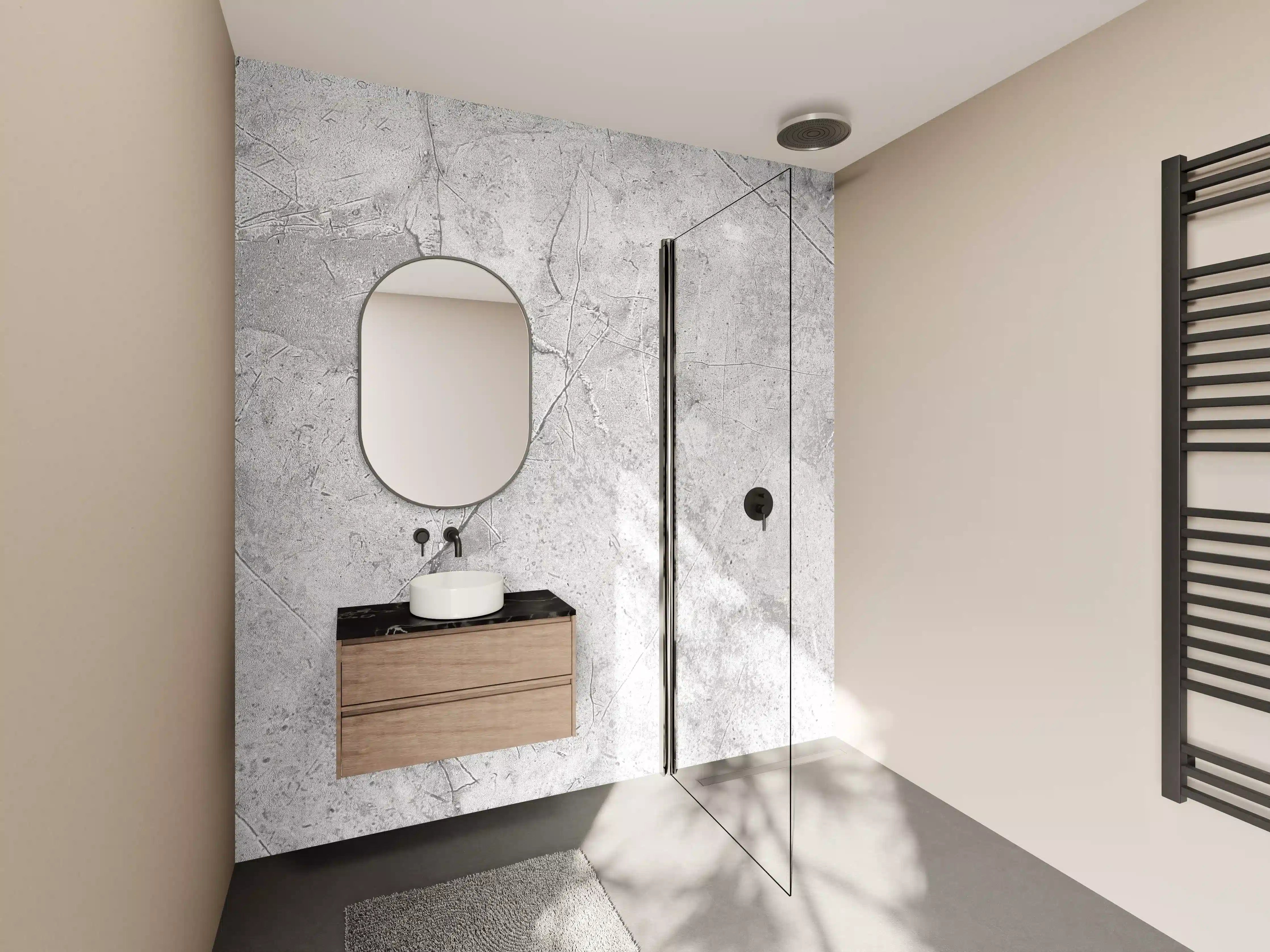 Wandverkleidung Bad - Graues Betonmuster