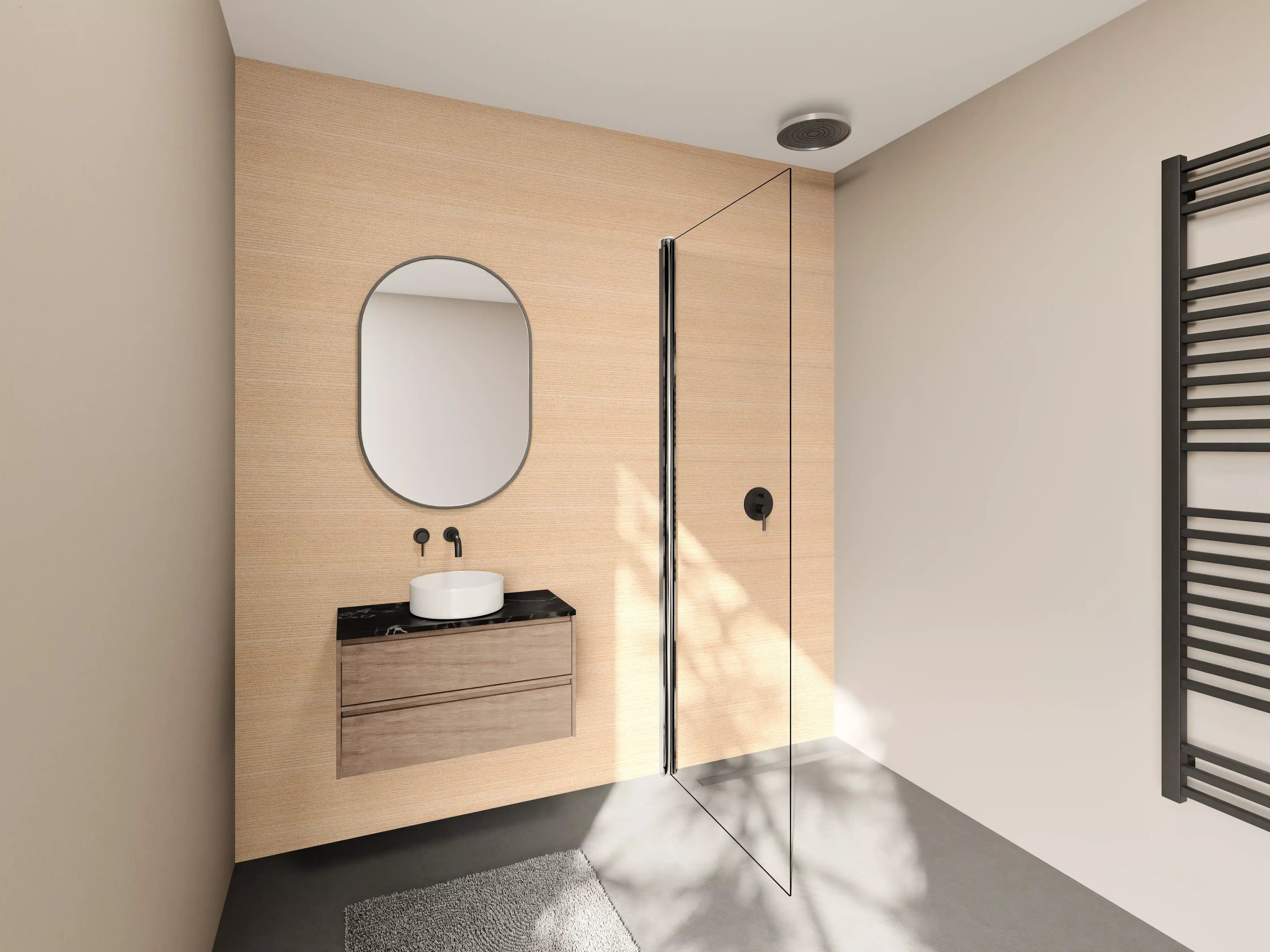 Wandverkleidung Bad - Graues Holzdesign mit zarter Maserung