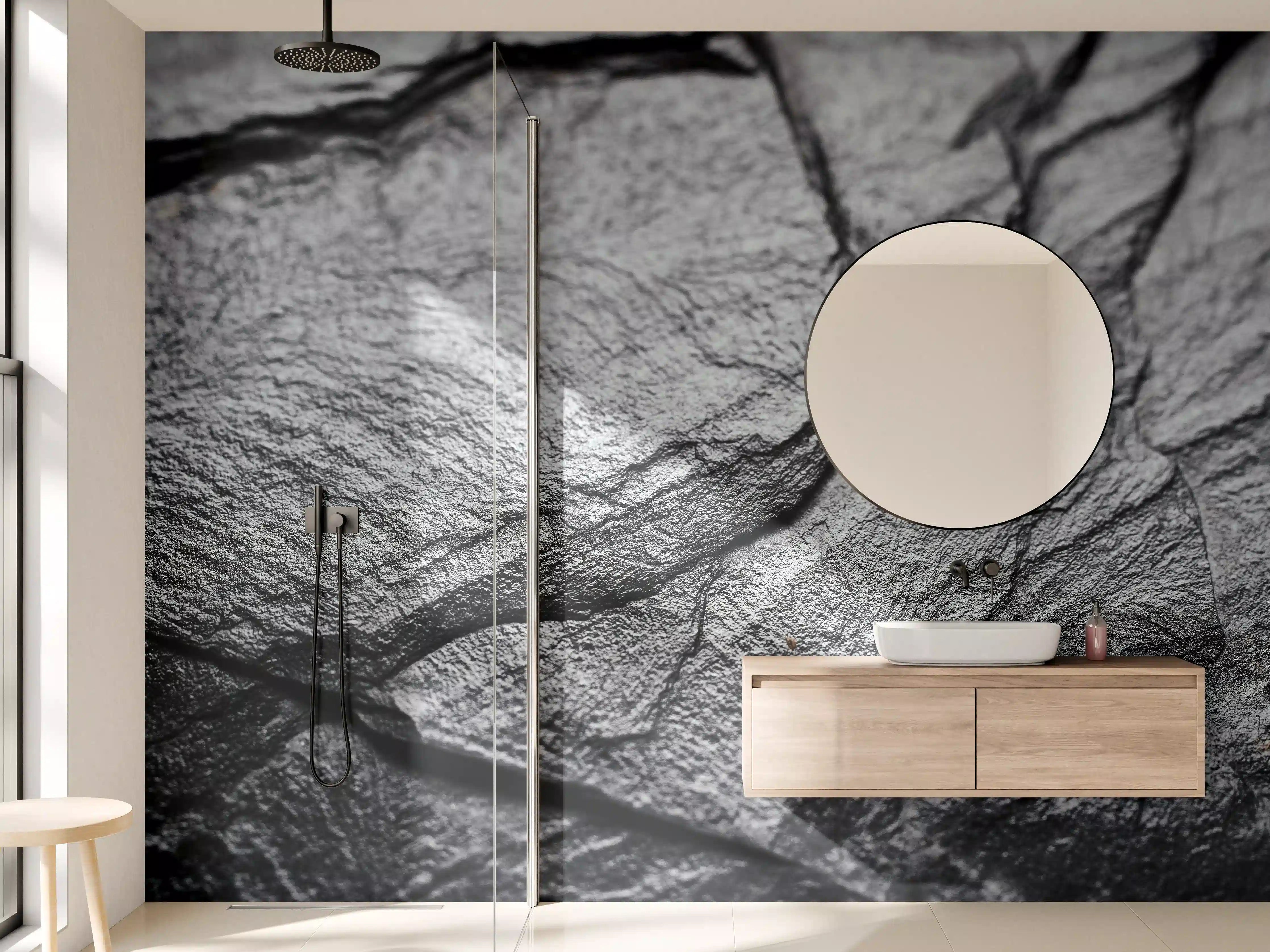 Wandverkleidung Bad - Grauweißes Steinmuster