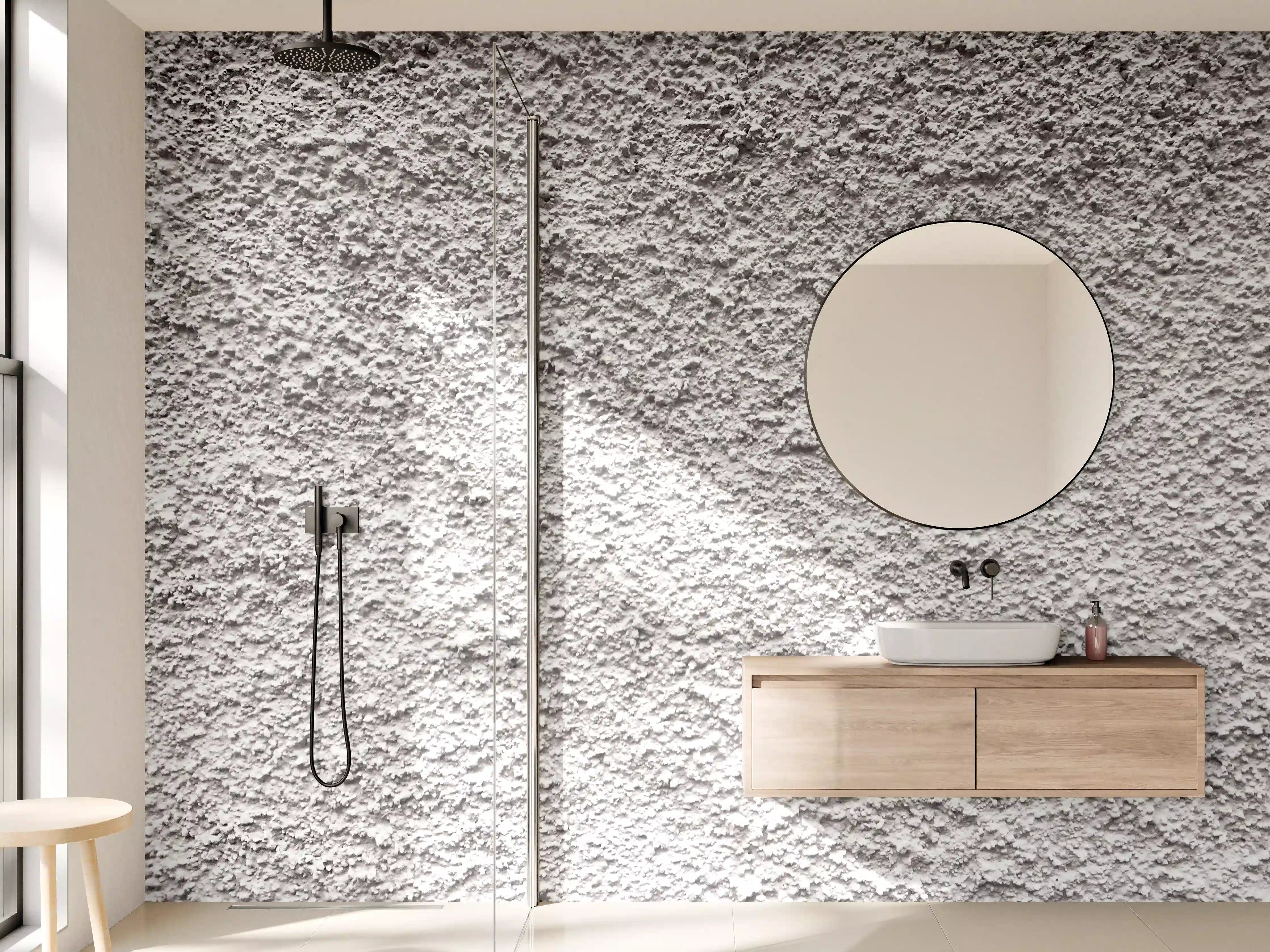 Wandverkleidung Bad - Grauweißes Wandmuster