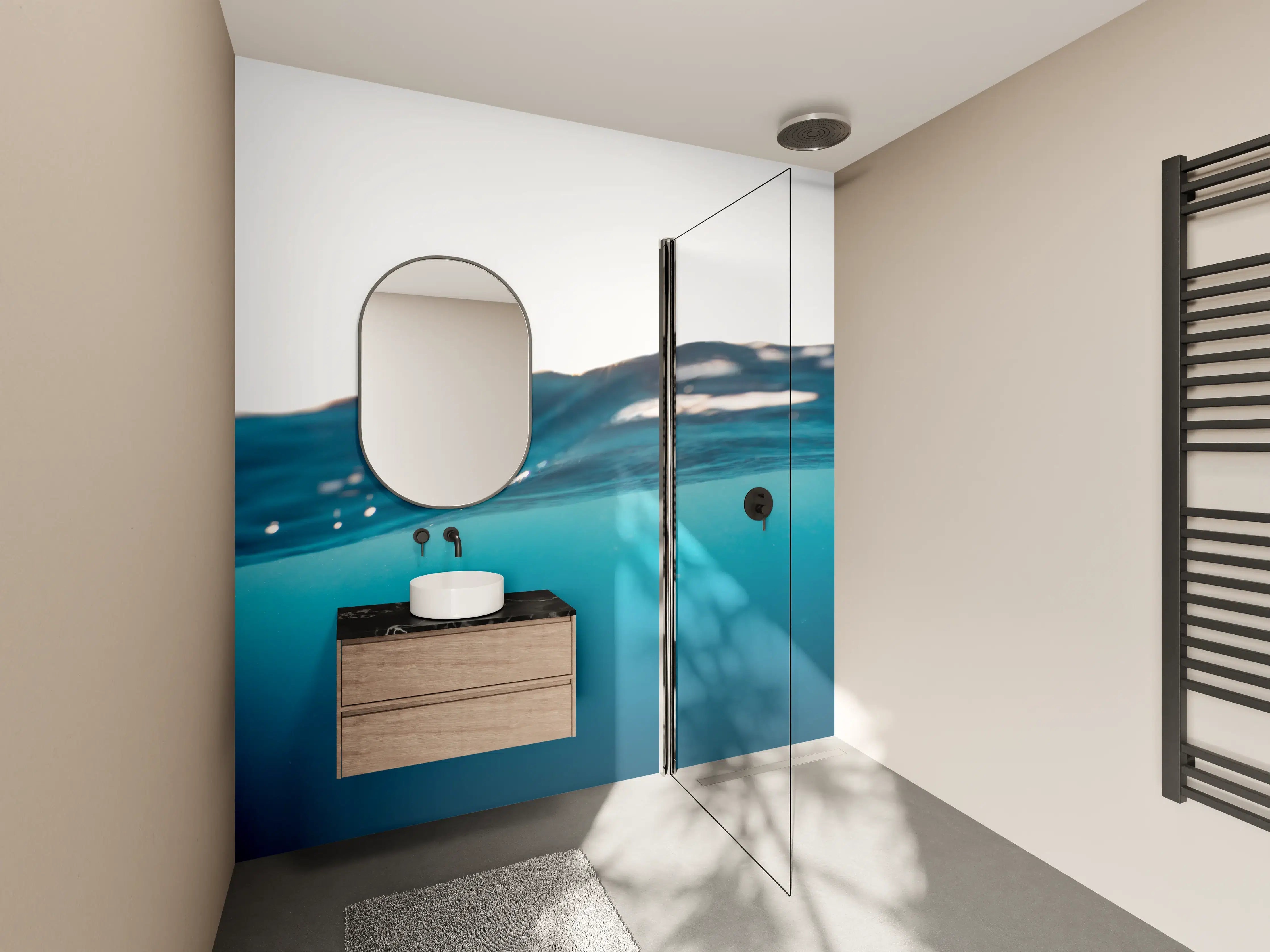 Wandverkleidung Bad - Harmonische Wasserwelle