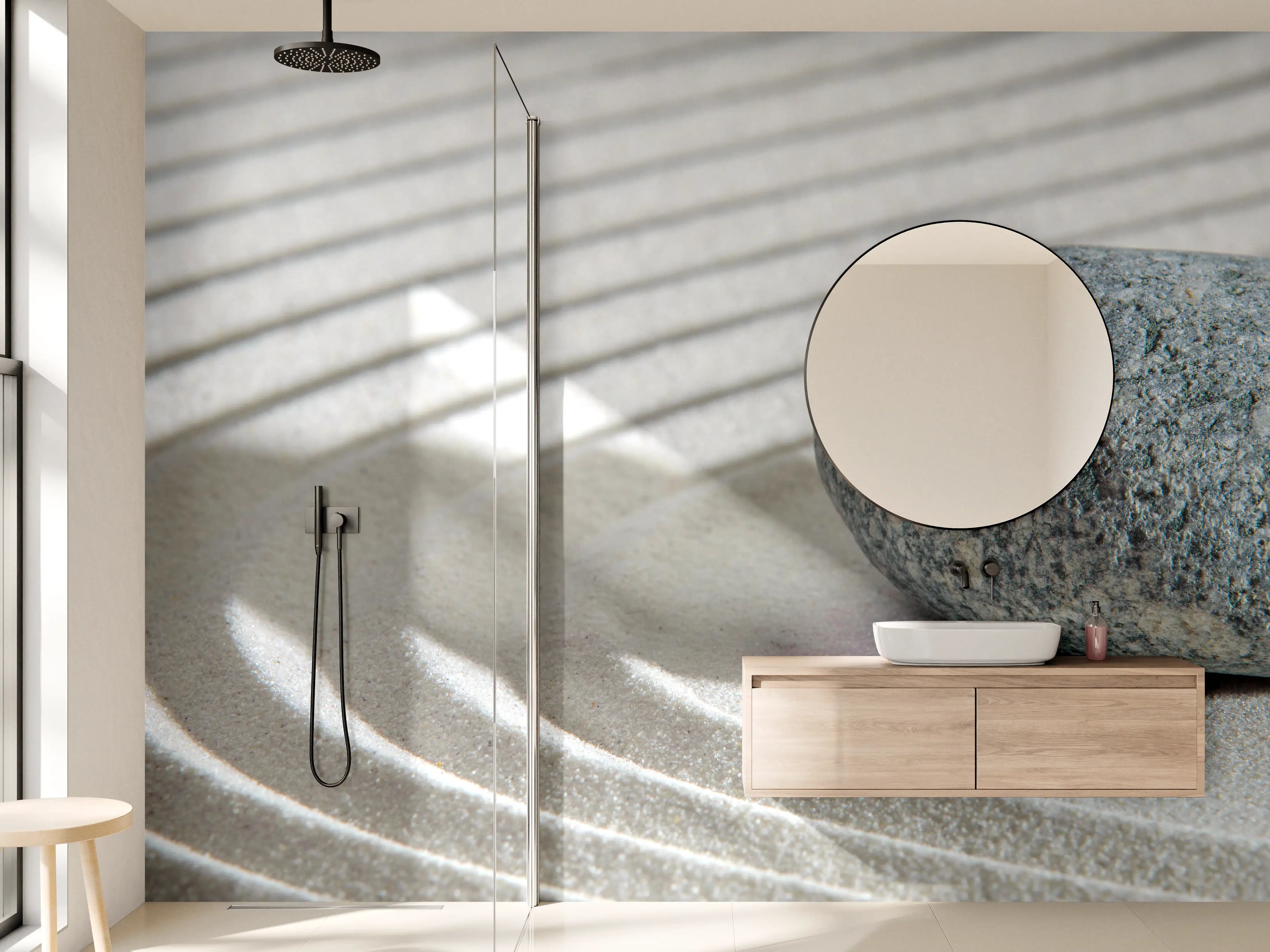 Wandverkleidung Bad - Harmonische Zen-Garten Komposition