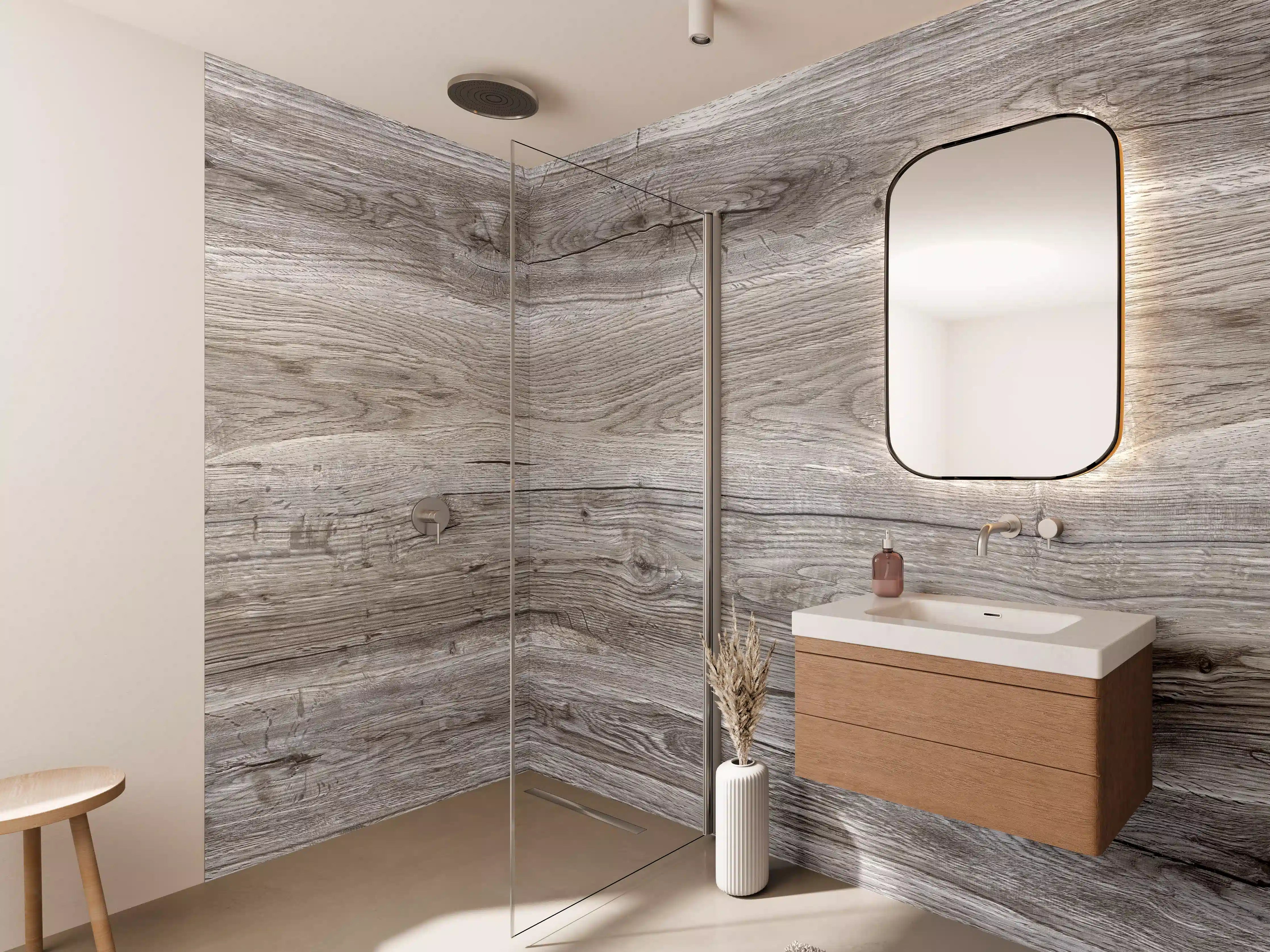 Wandverkleidung Bad - Hell-braune Holz Textur