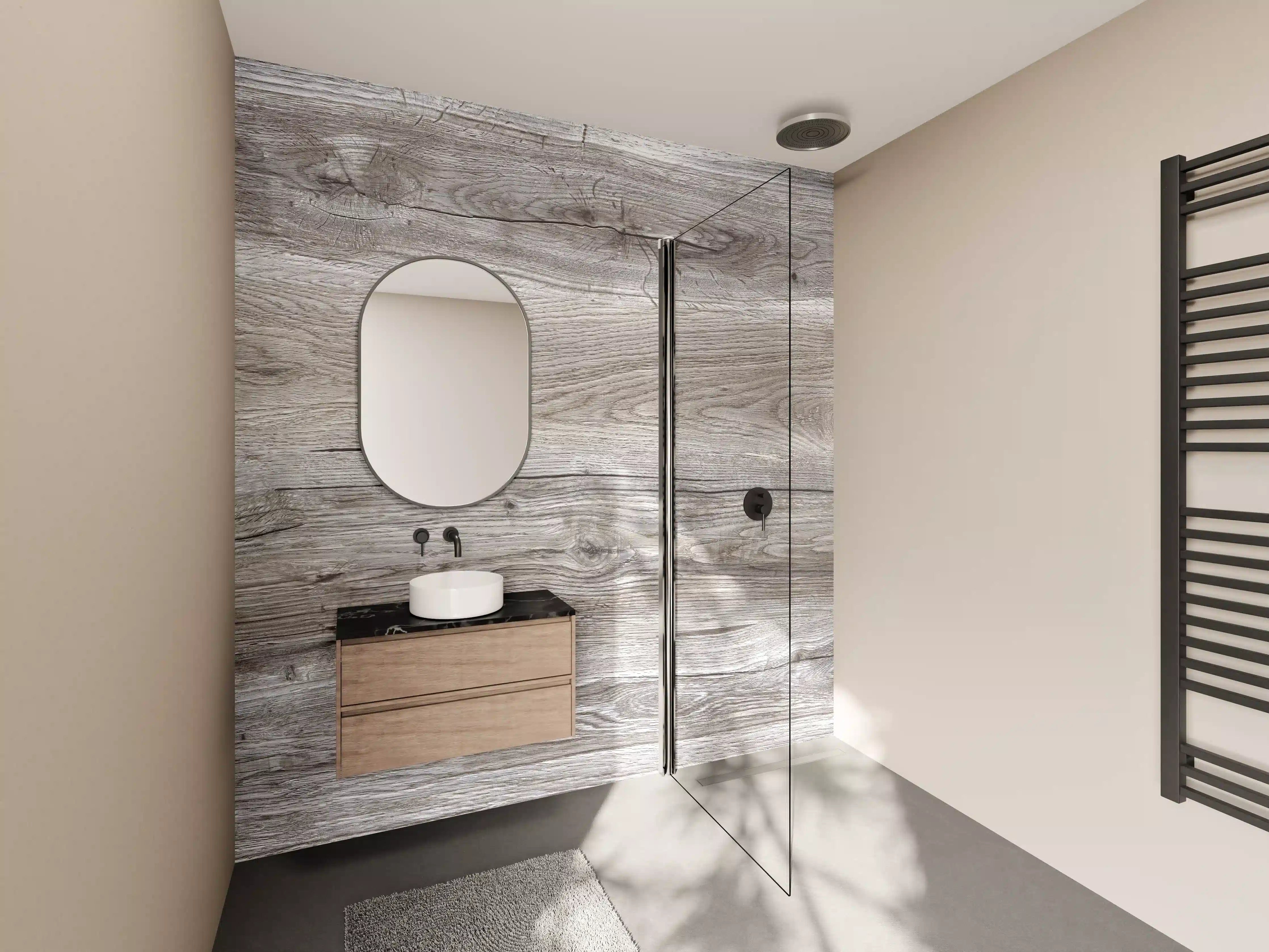 Wandverkleidung Bad - Hell-braune Holz Textur