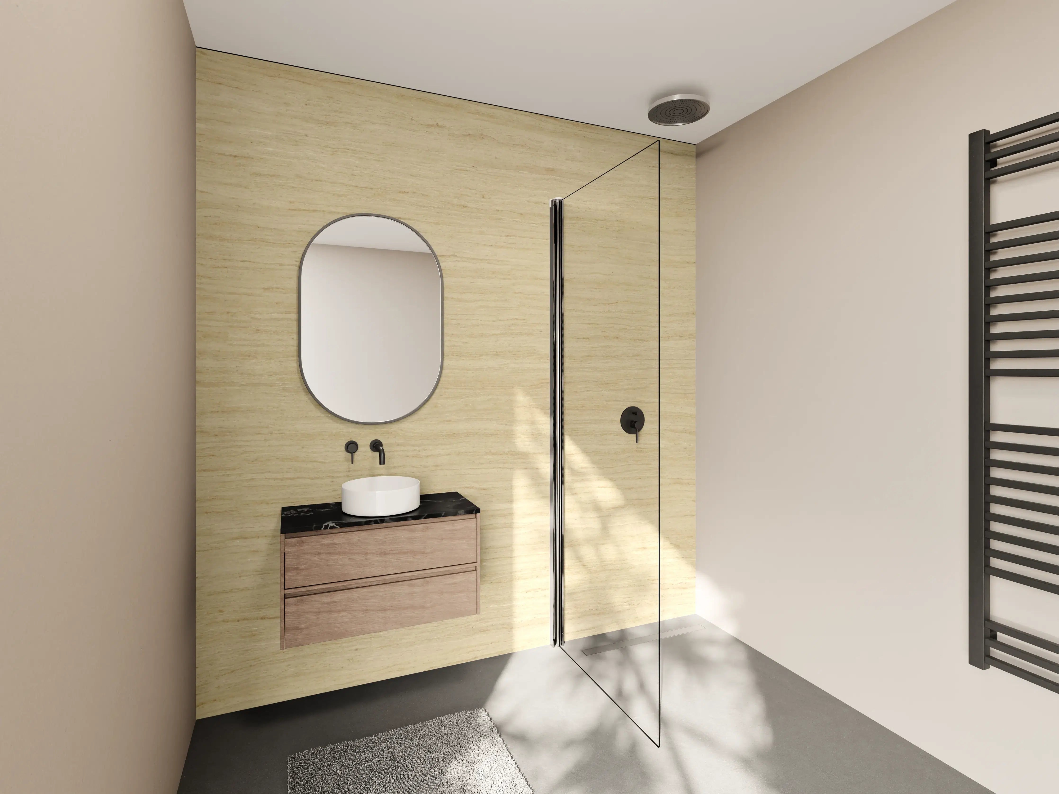 Wandverkleidung Bad - Helle feine Holzoptik
