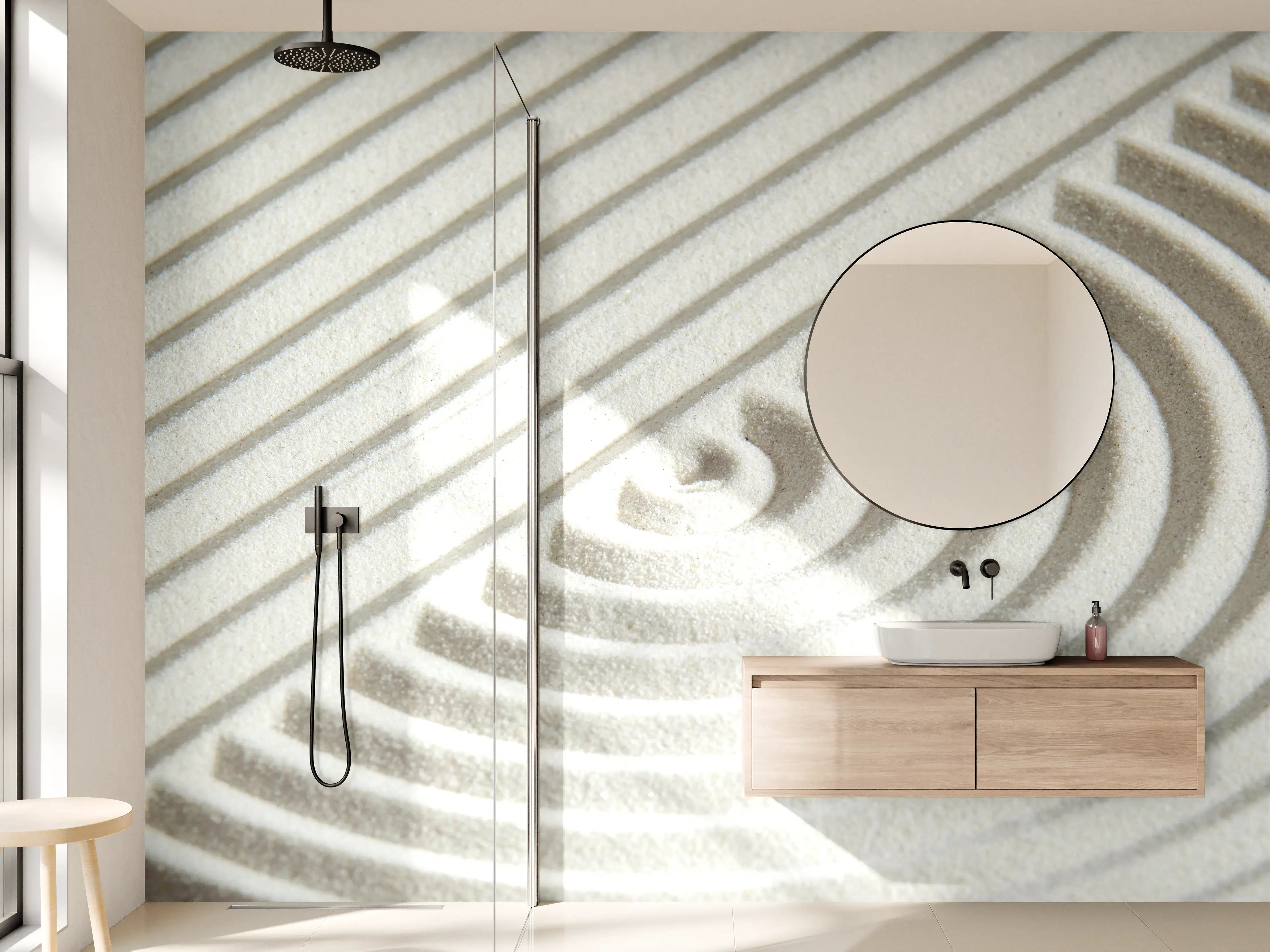 Wandverkleidung Bad - Helle, strukturierte Sandstein-Oberfläche