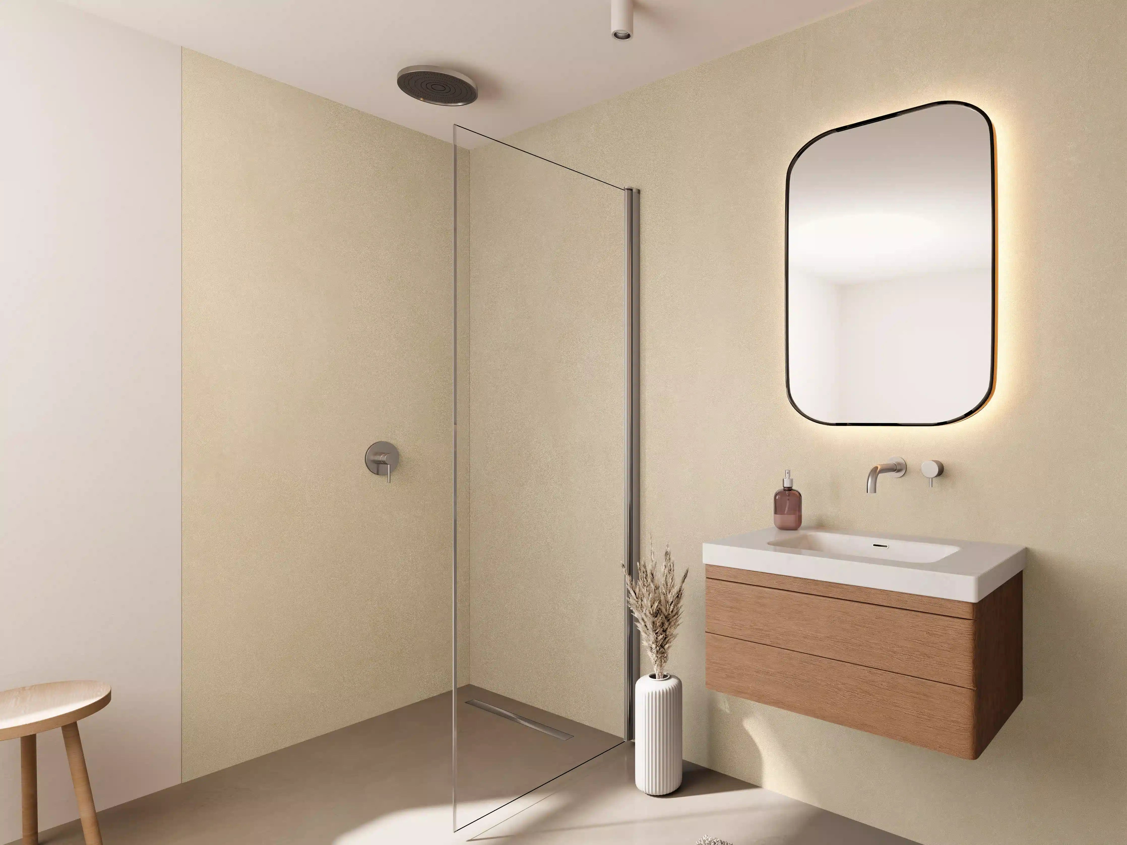 Wandverkleidung Bad - Helle, unifarbene Wand mit sanften Nuancen