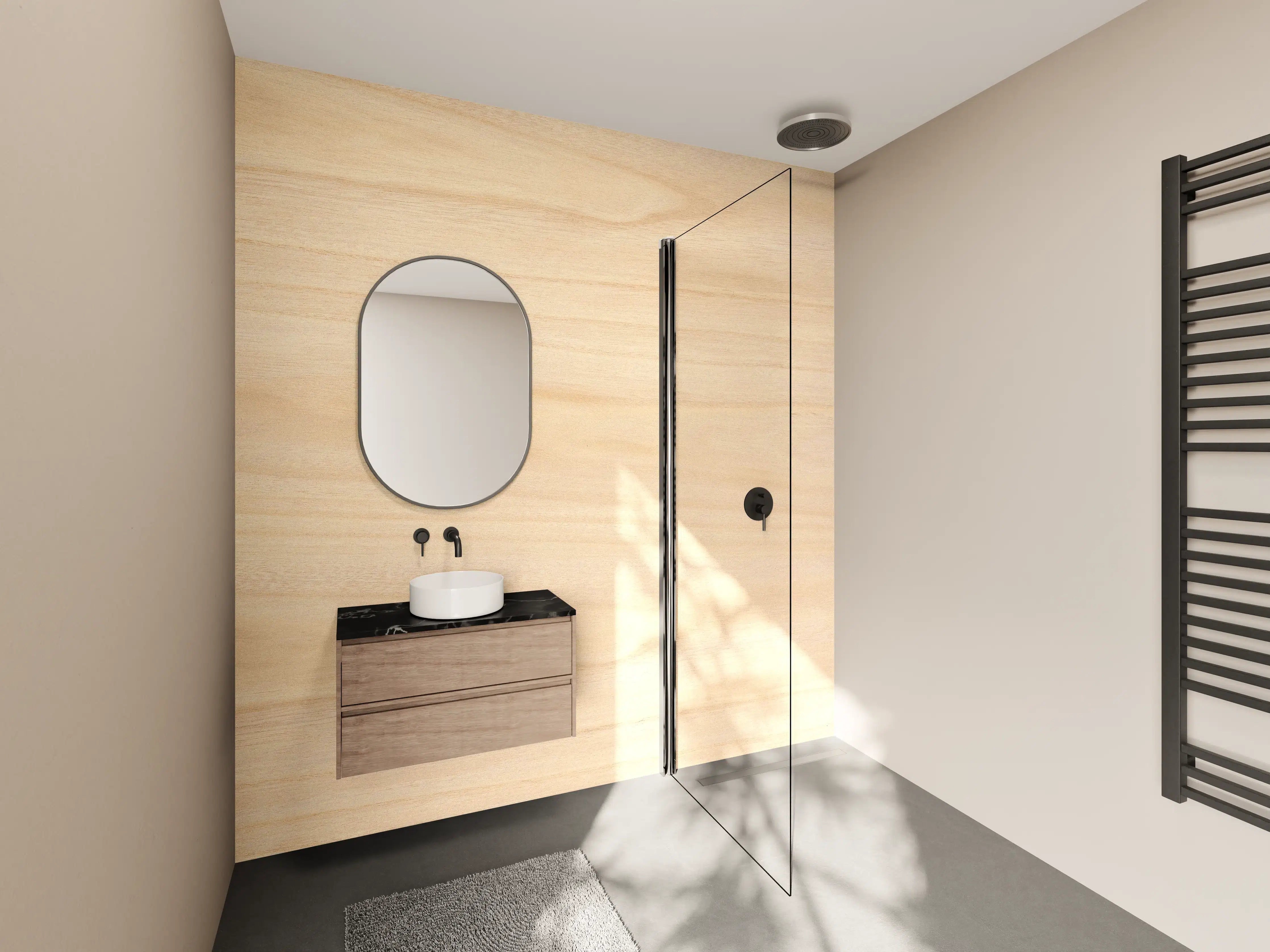 Wandverkleidung Bad - Helles Holz mit feiner Maserung