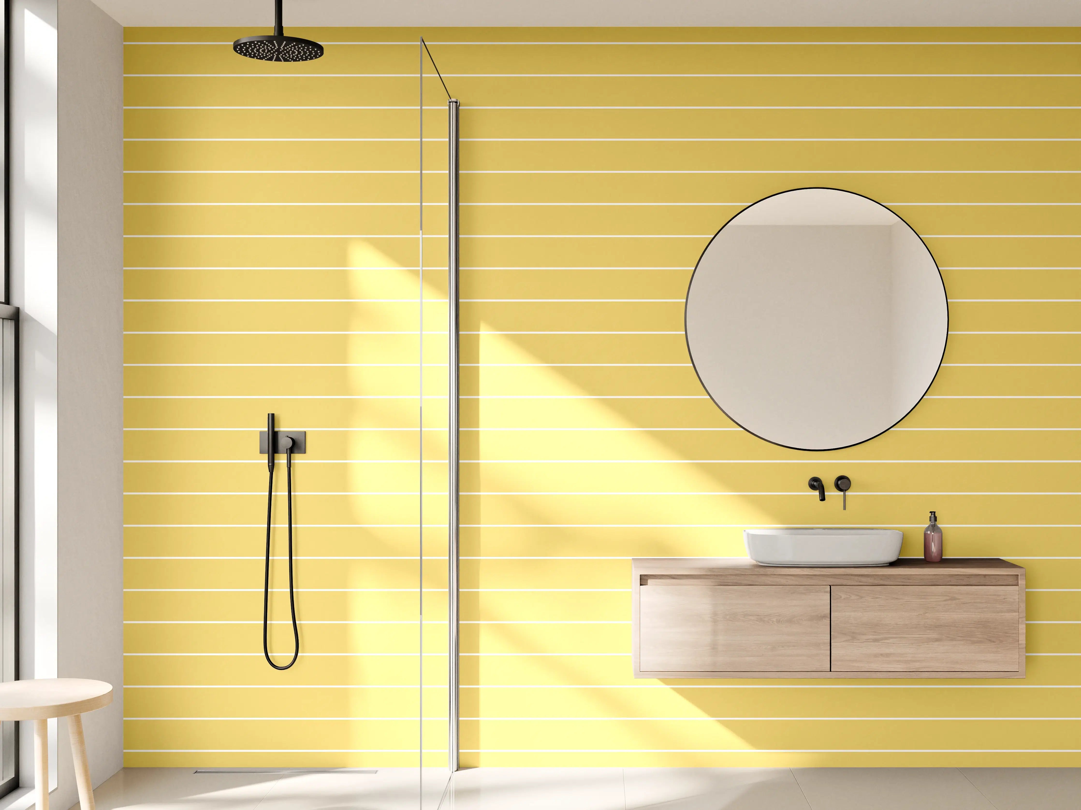 Wandverkleidung Bad - Helles Linienmuster in Beige