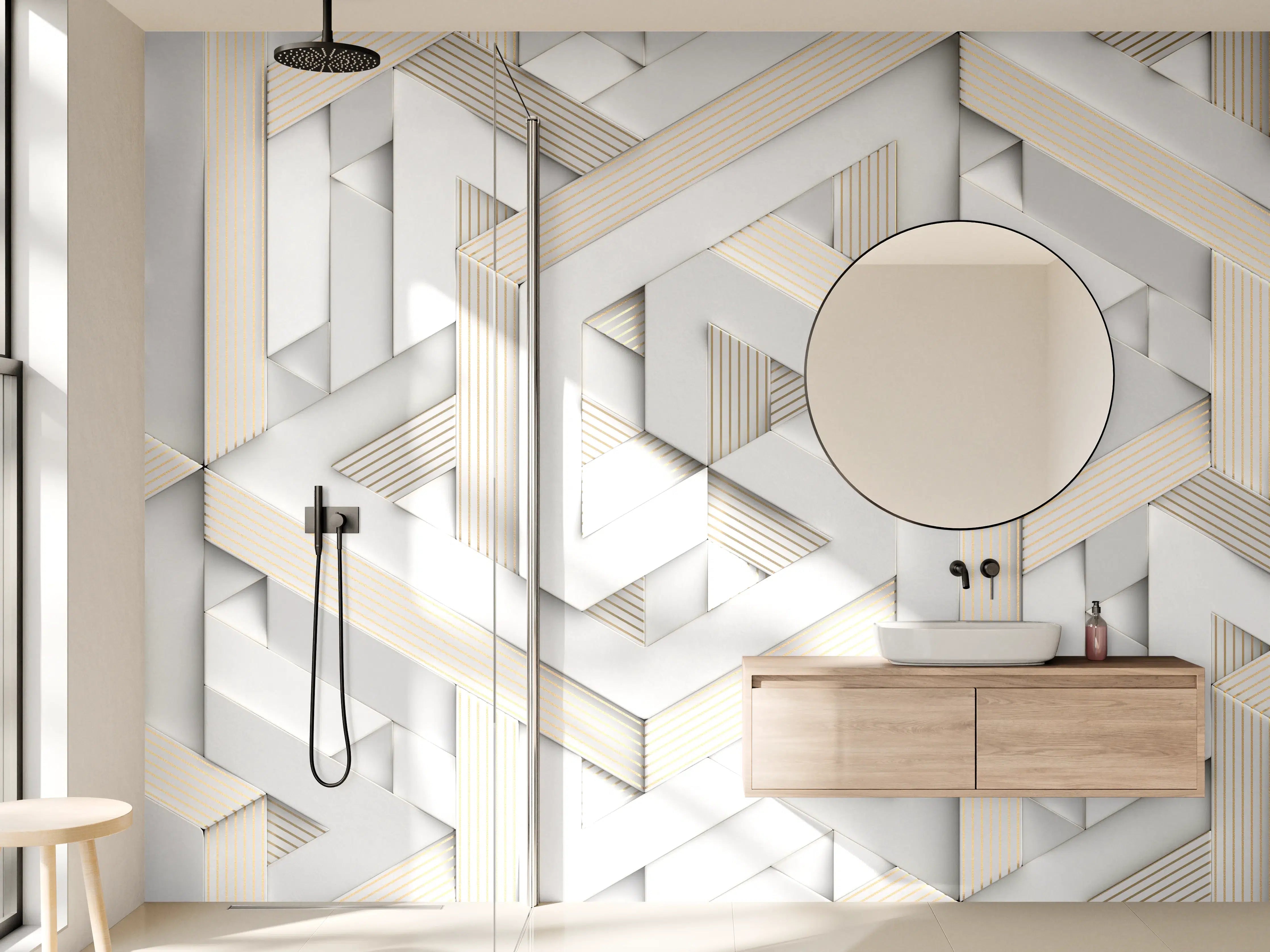 Wandverkleidung Bad - Helles Mosaik Muster - 3D