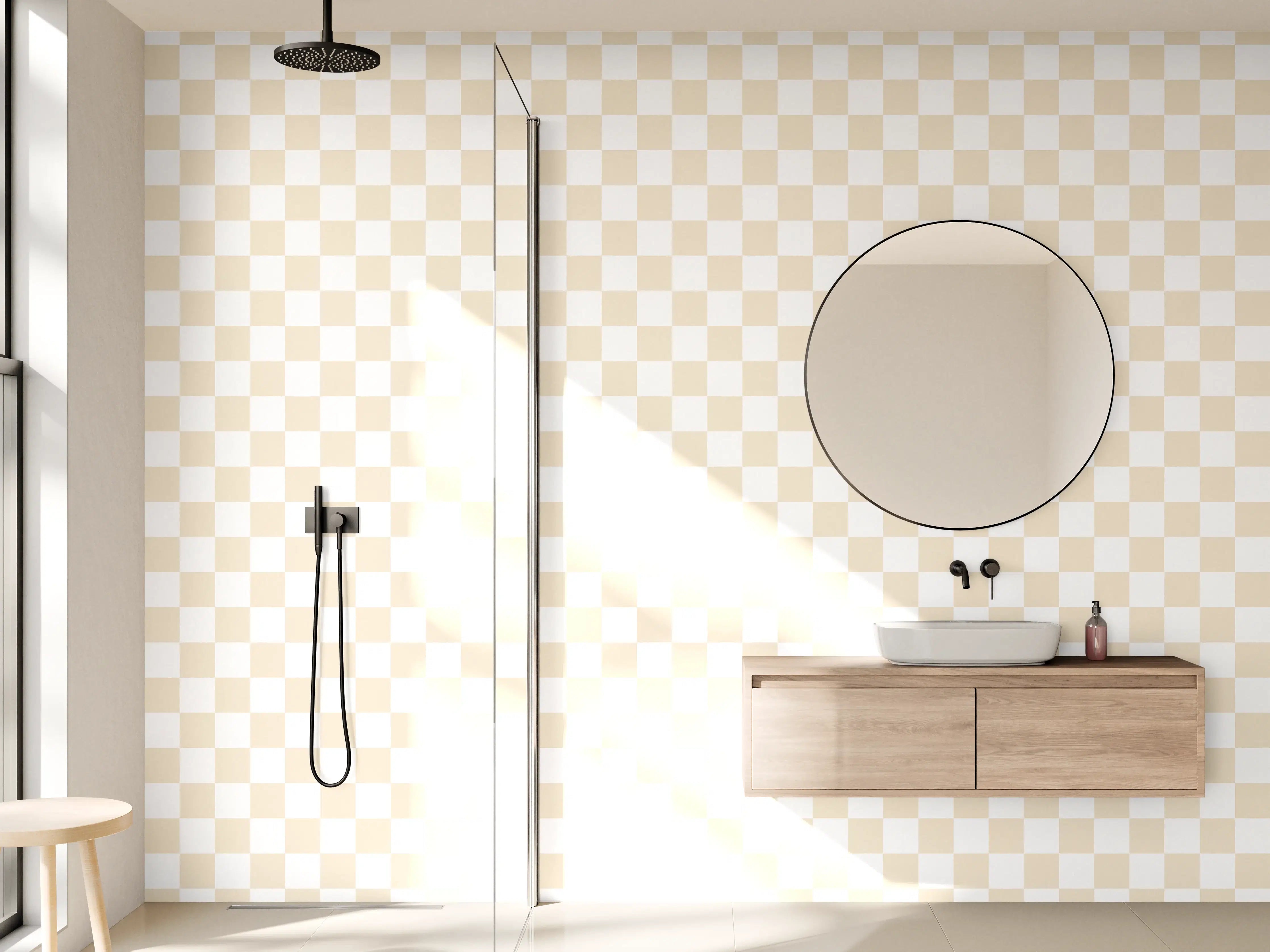 Wandverkleidung Bad - Helles, transparentes Checkered-Muster