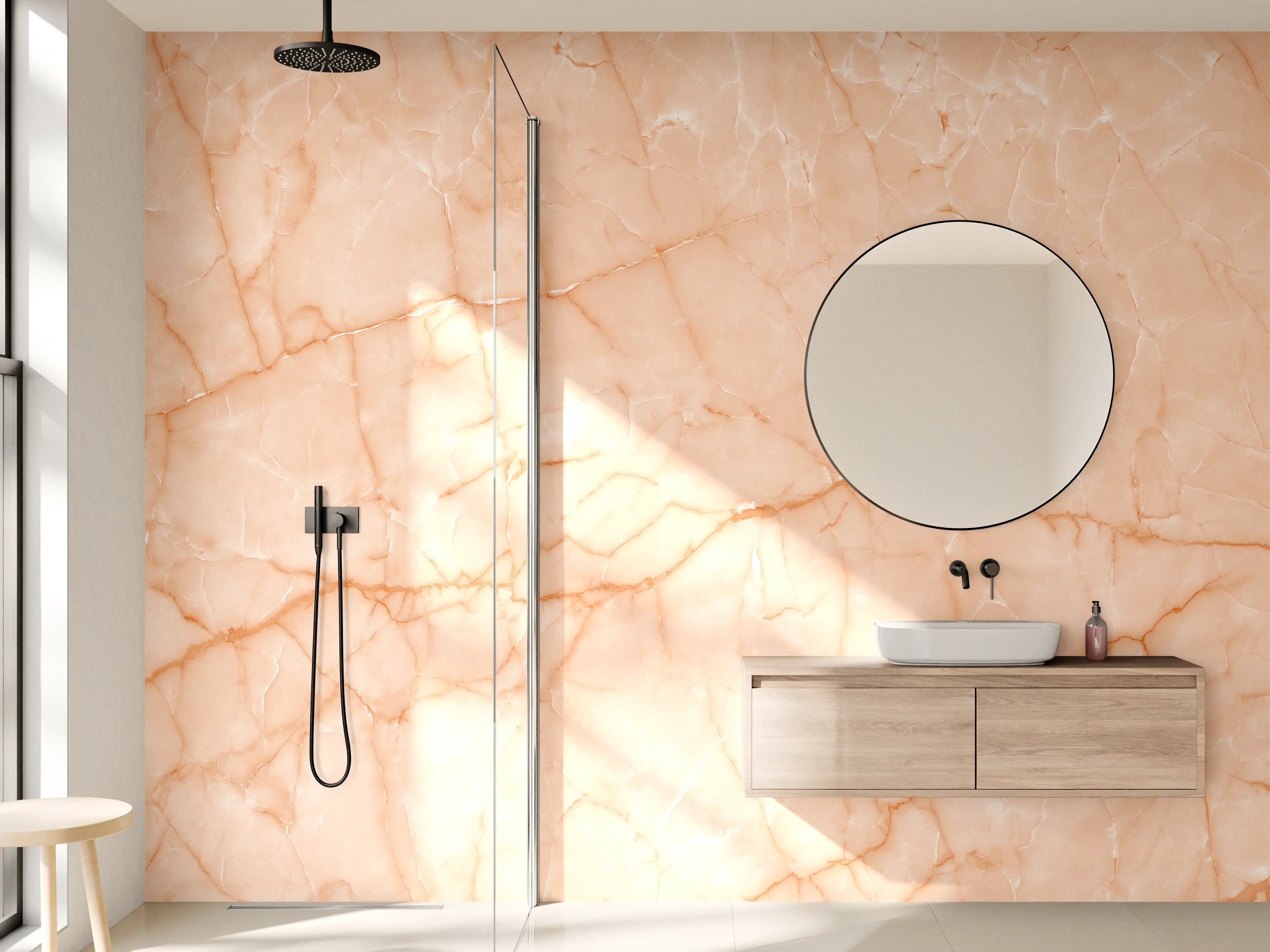 Wandverkleidung Bad - Hellrosa Marmor Naturstein