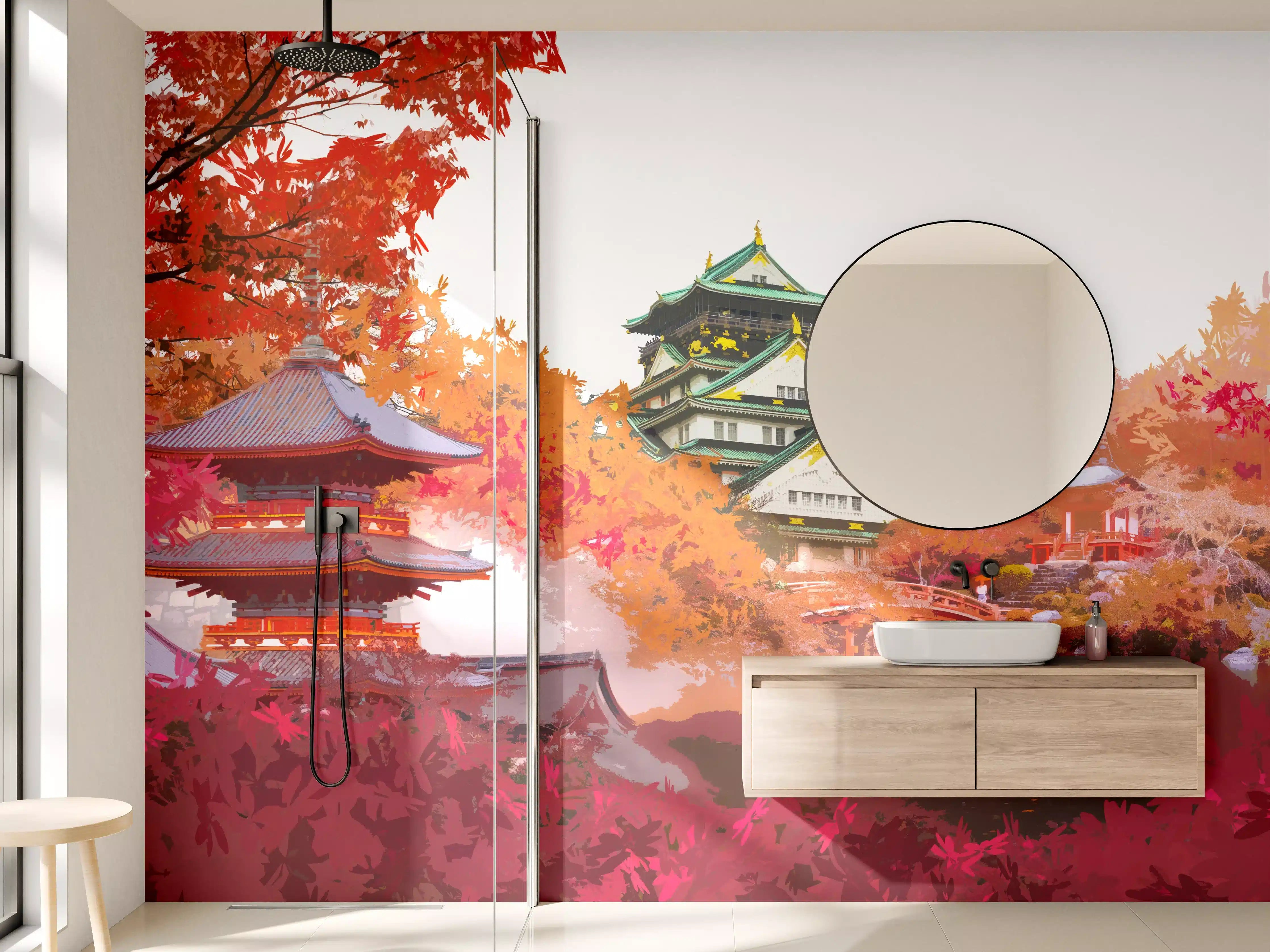 Wandverkleidung Bad - Herbst Japan Reise - Gemälde