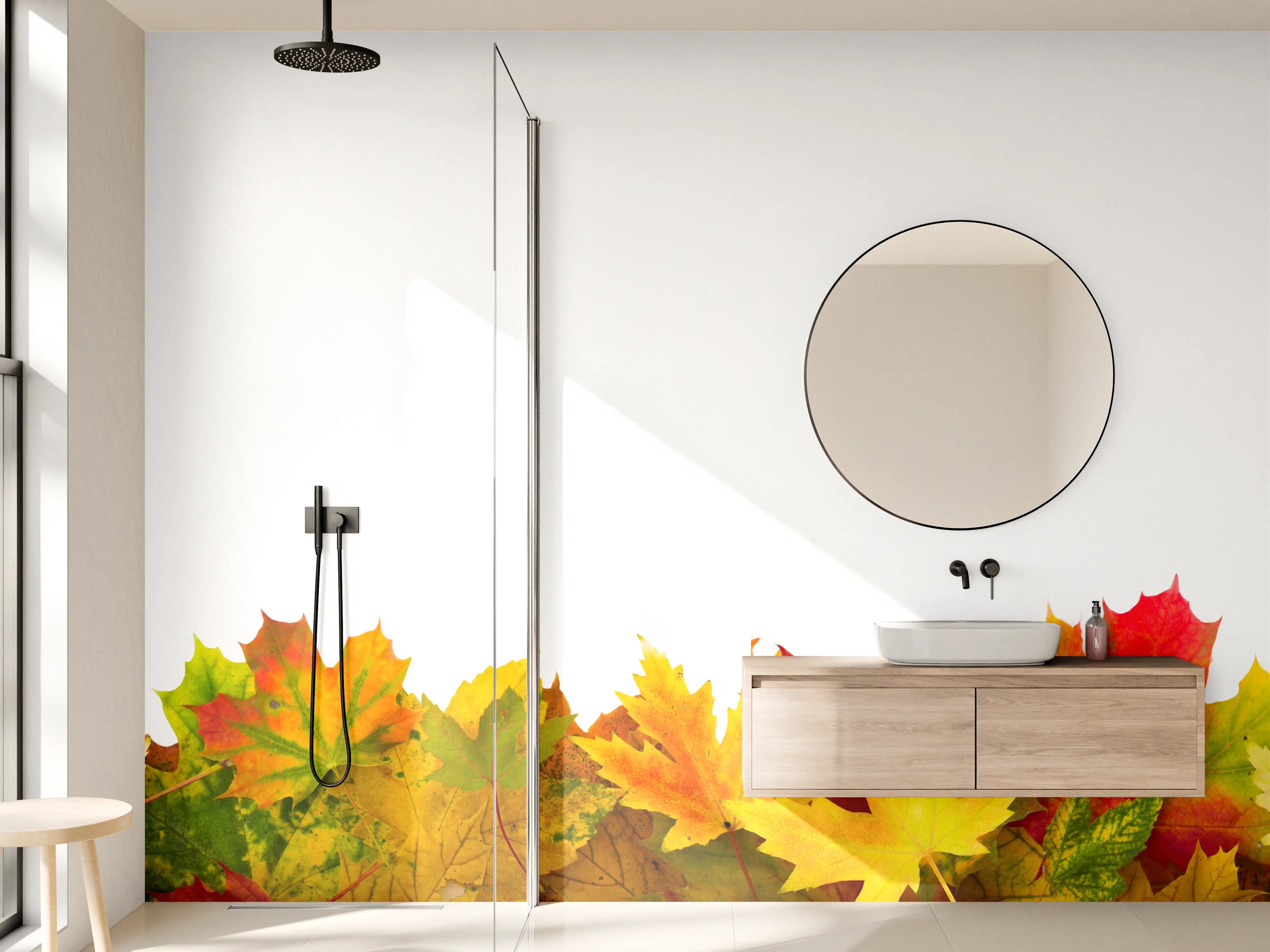 Wandverkleidung Bad - Herbst Laub