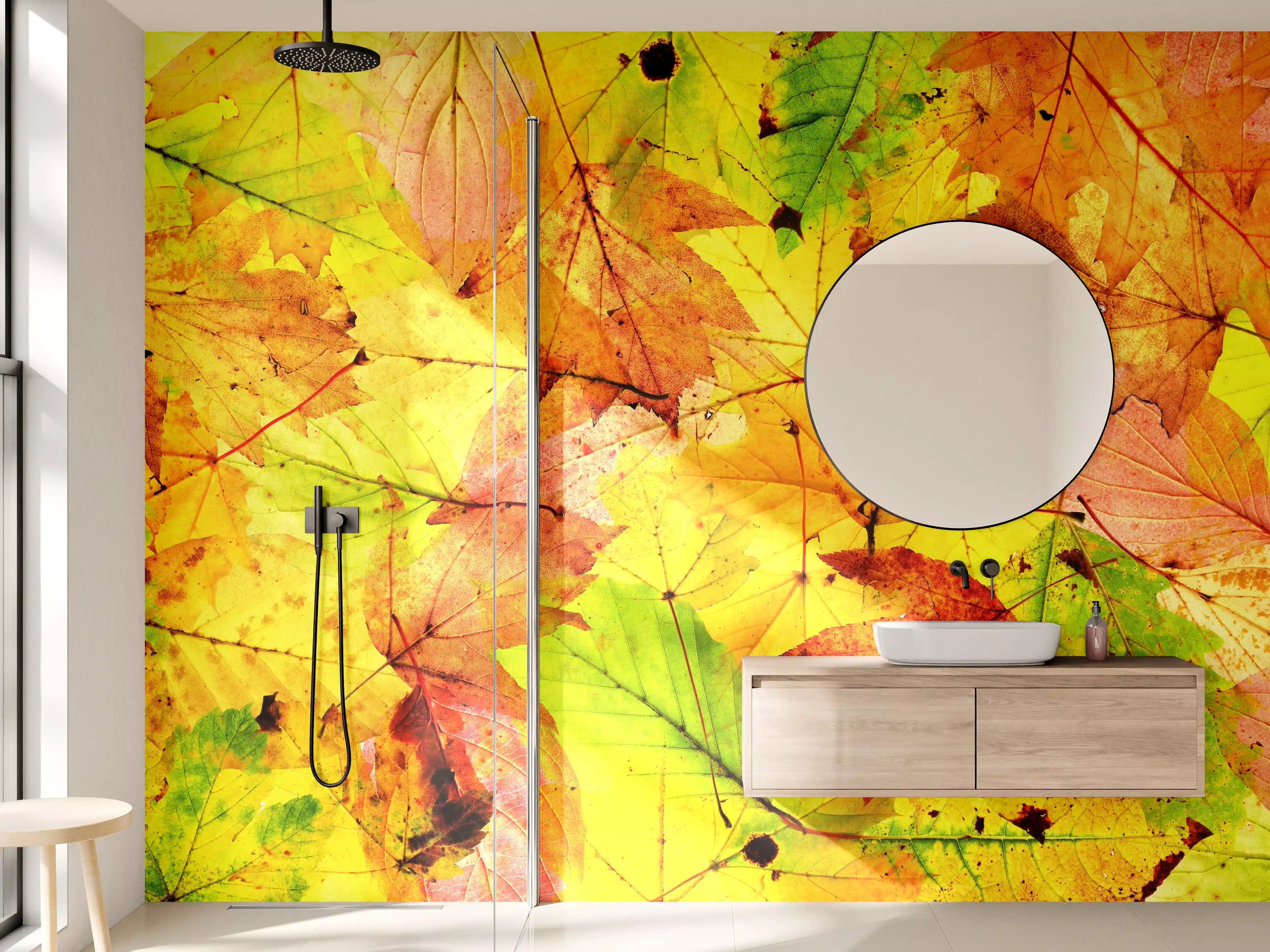 Wandverkleidung Bad - Herbstblätter Hintergrund