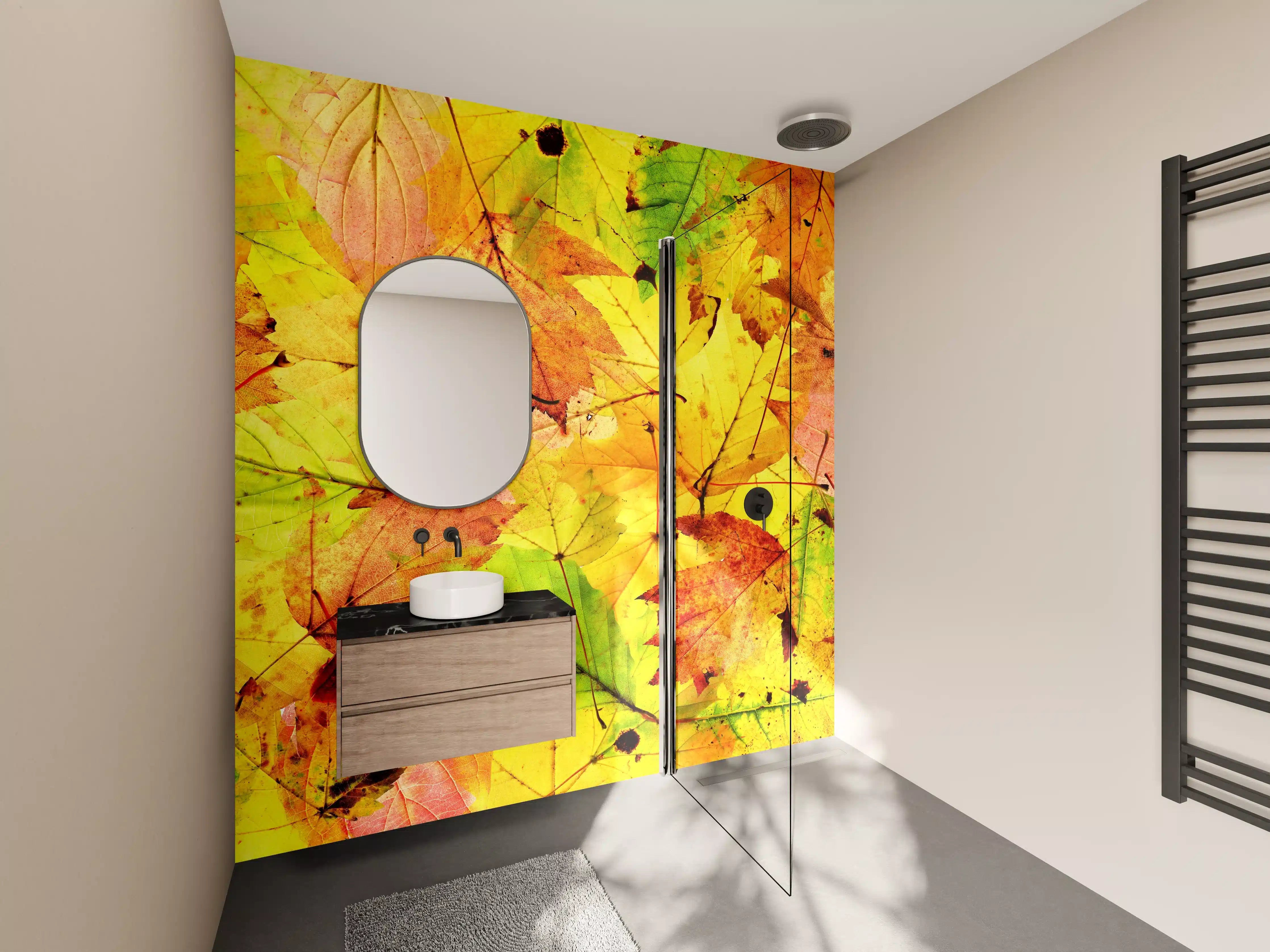 Wandverkleidung Bad - Herbstblätter Hintergrund