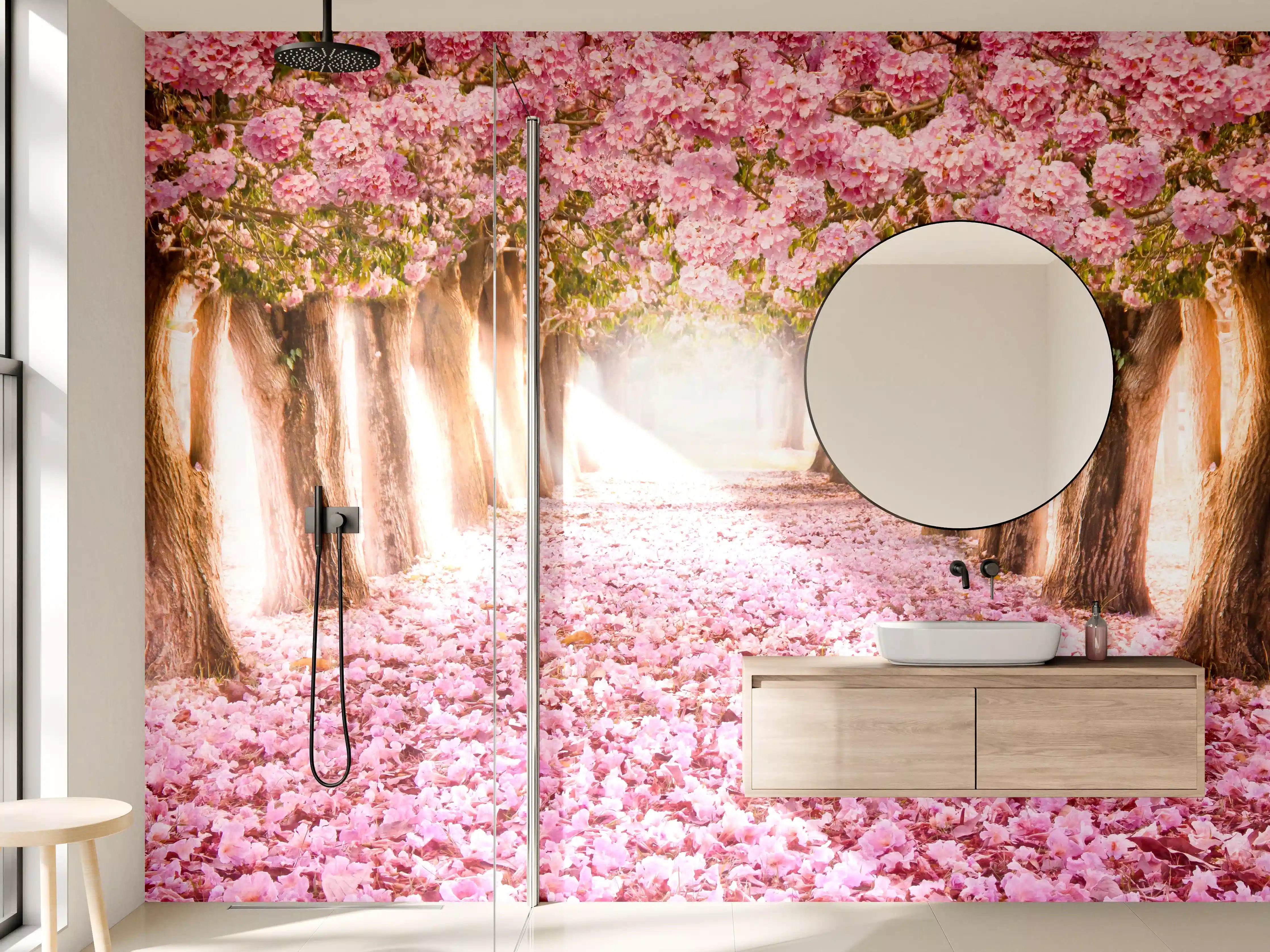 Wandverkleidung Bad - Himmlische Kirschblütenallee