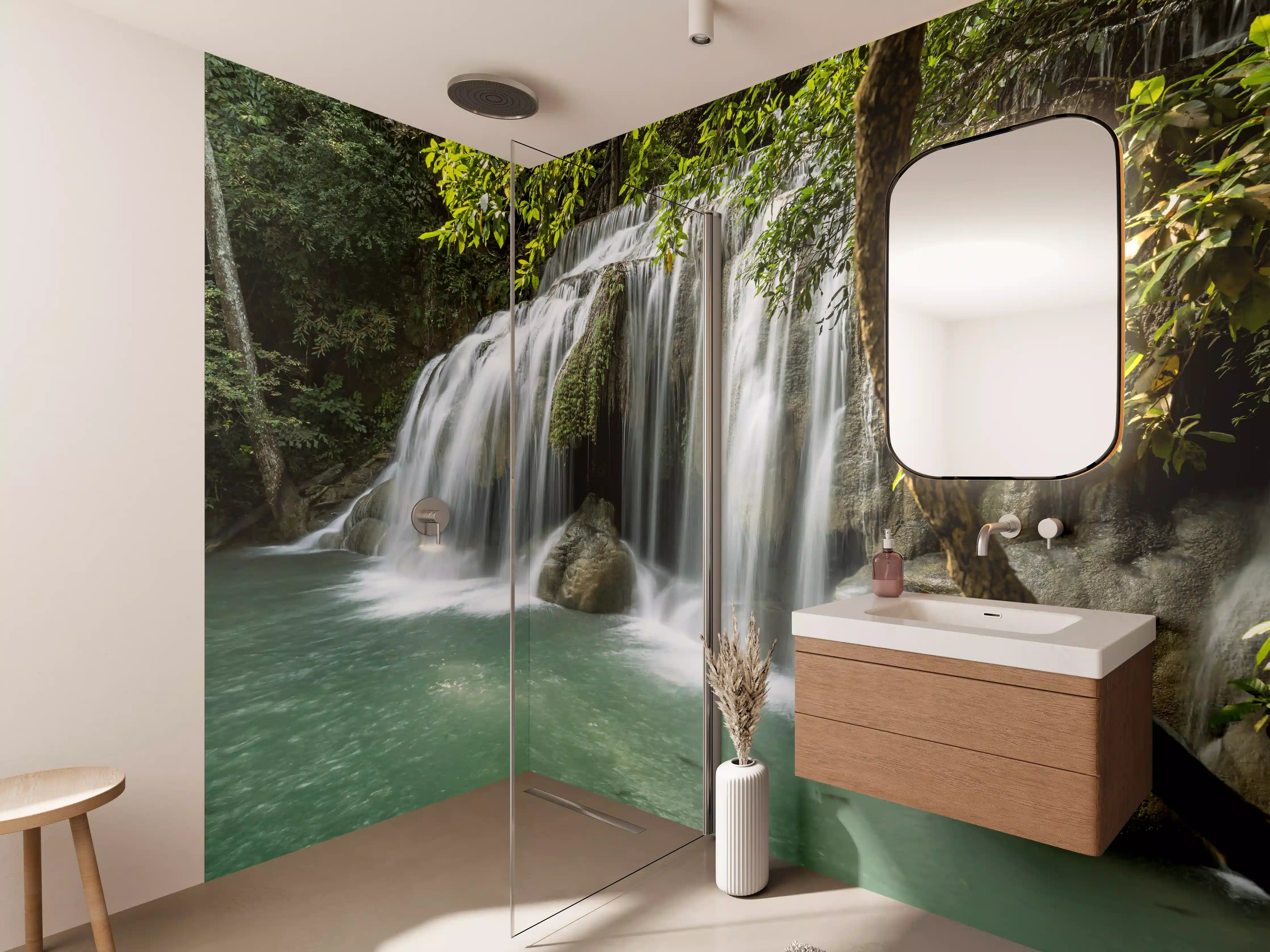 Wandverkleidung Bad - Himmlischer Erawan-Wasserfall - Thailand