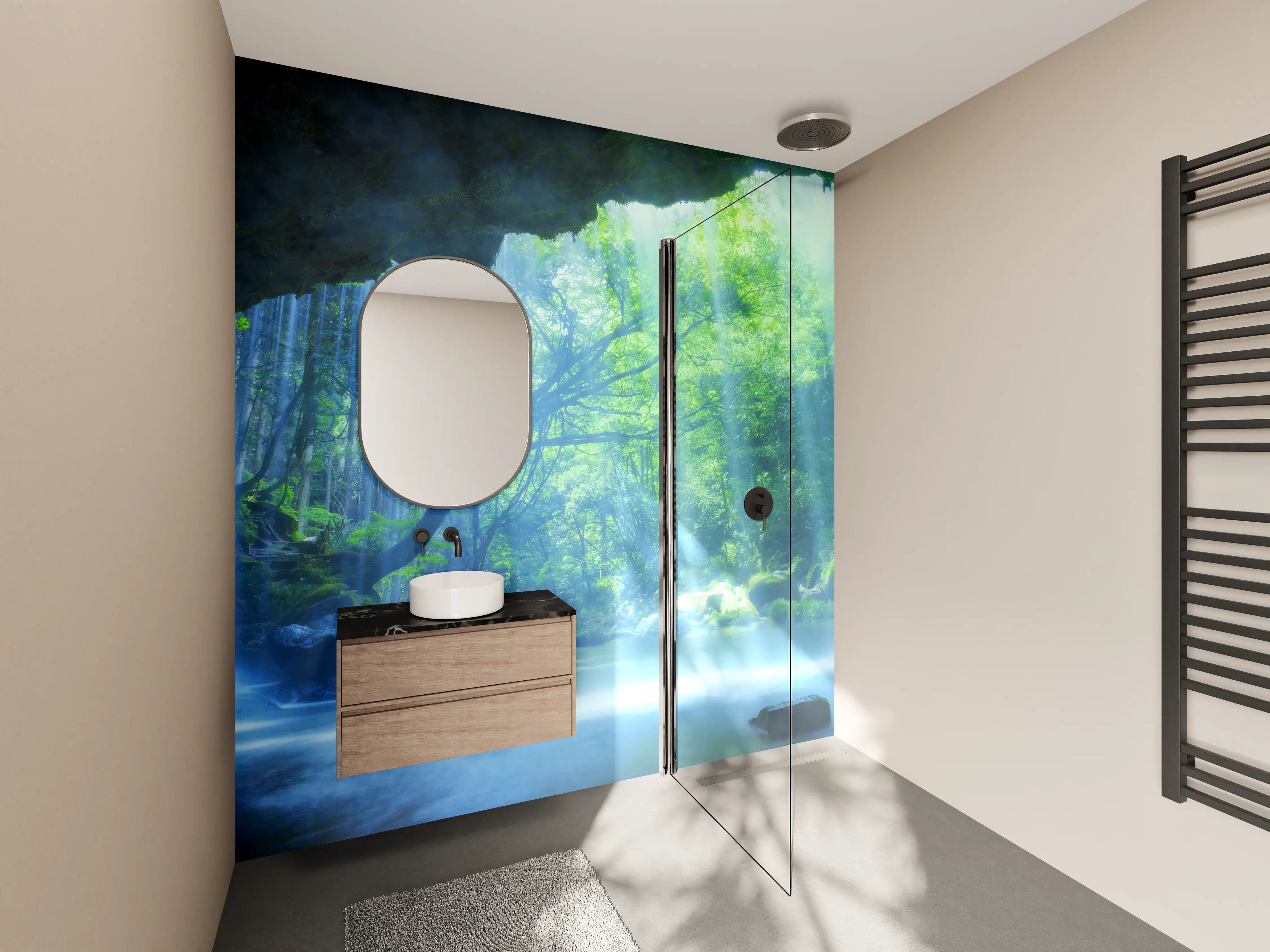 Wandverkleidung Bad - Hinter Nabigataki-Wasserfall Ansicht