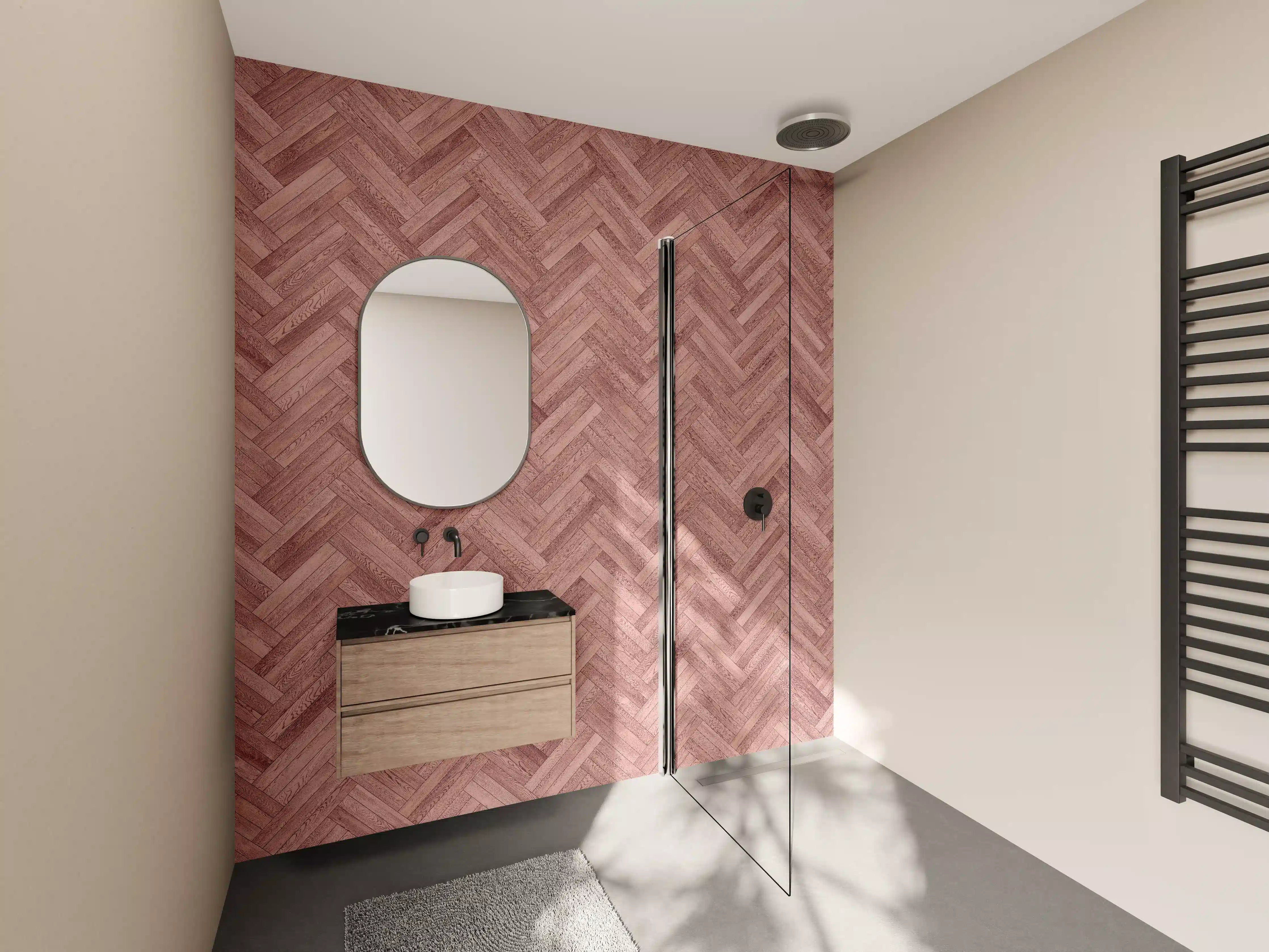 Wandverkleidung Bad - Hochwertige Holzoptik mit eleganten Mustern